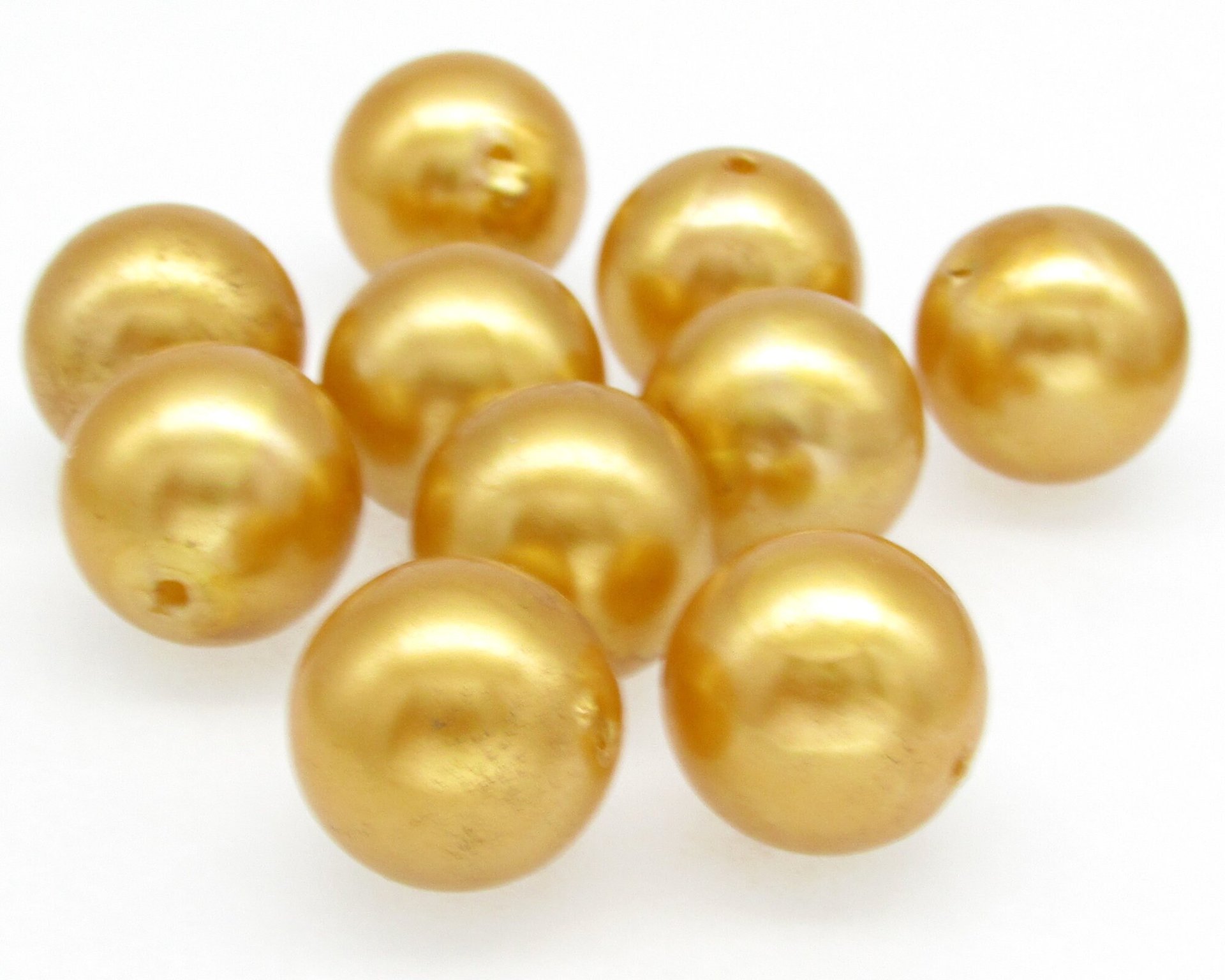 Vintage 16.5mm Round Beads, Golden Yellow Plastic Pearls