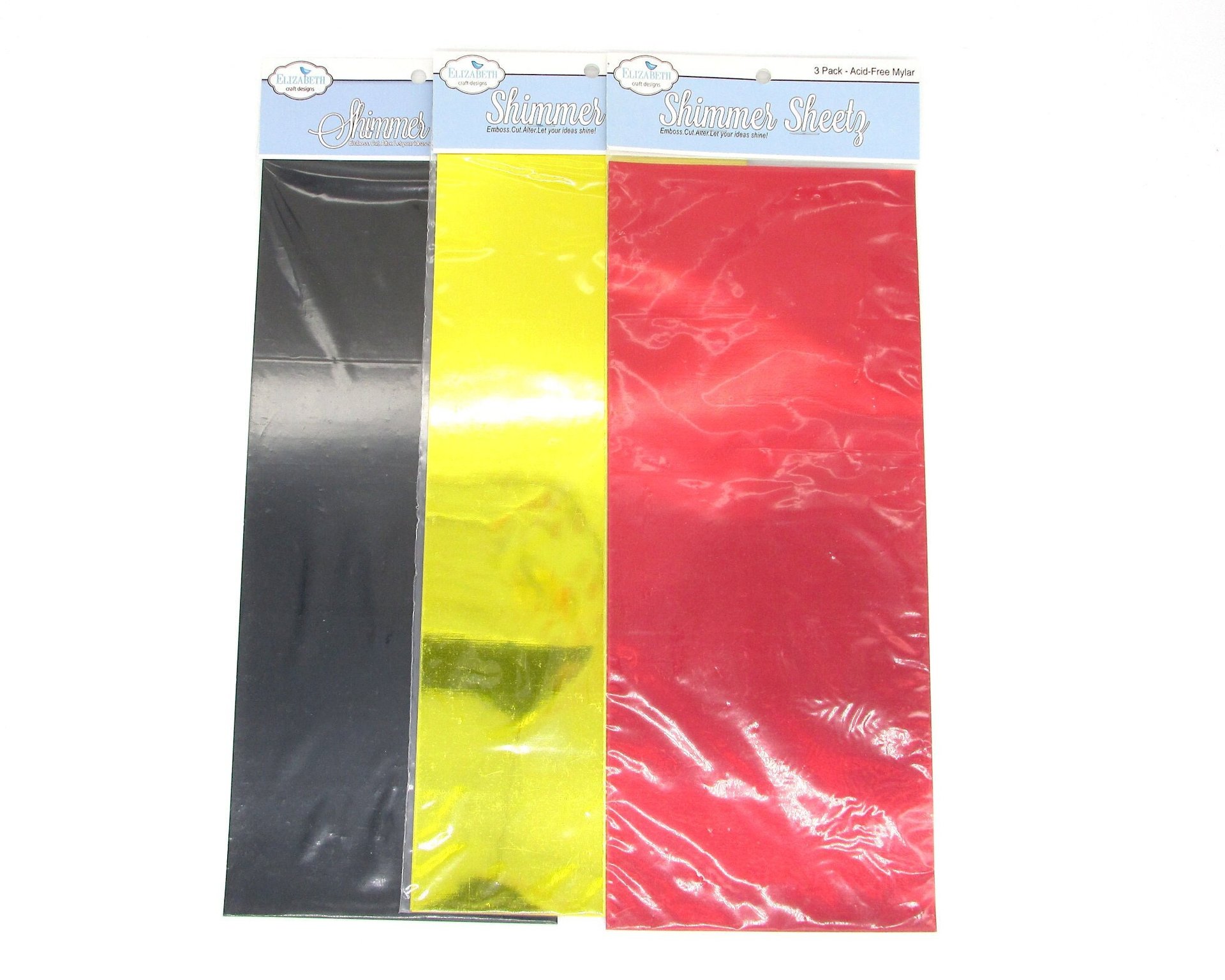 Embossable Mylar Sheets, 12" x 5" 3-Pack Shimmer Sheetz for Papercraft Embellishments