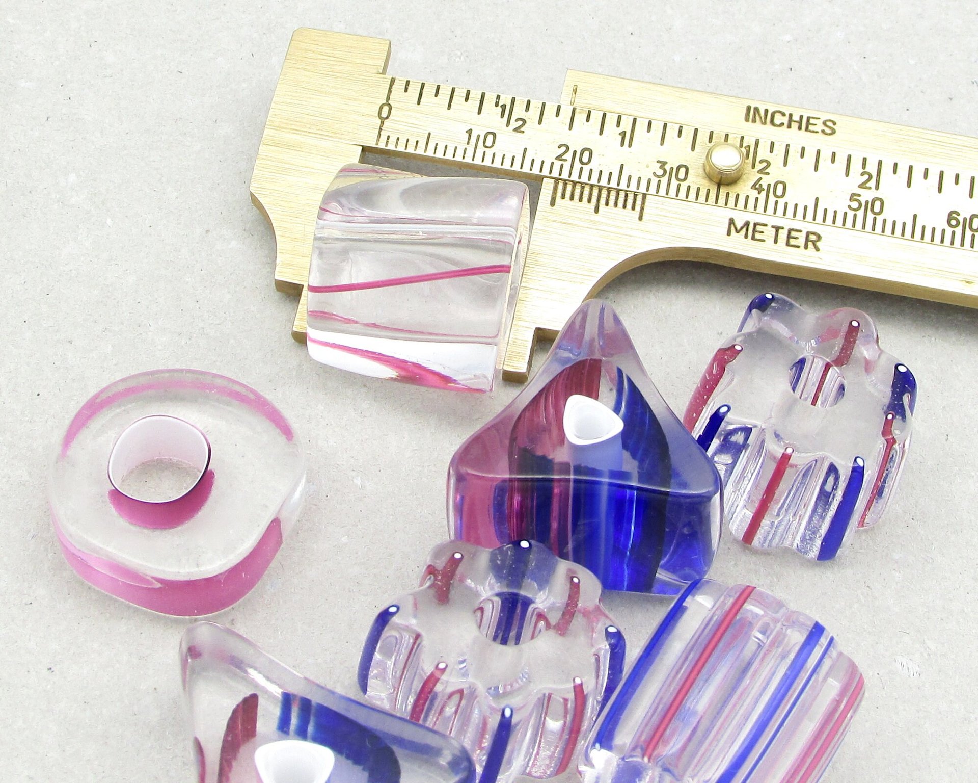 Jumbo Furnace Cane Beads, Mixed Lot Extra Large Chubs