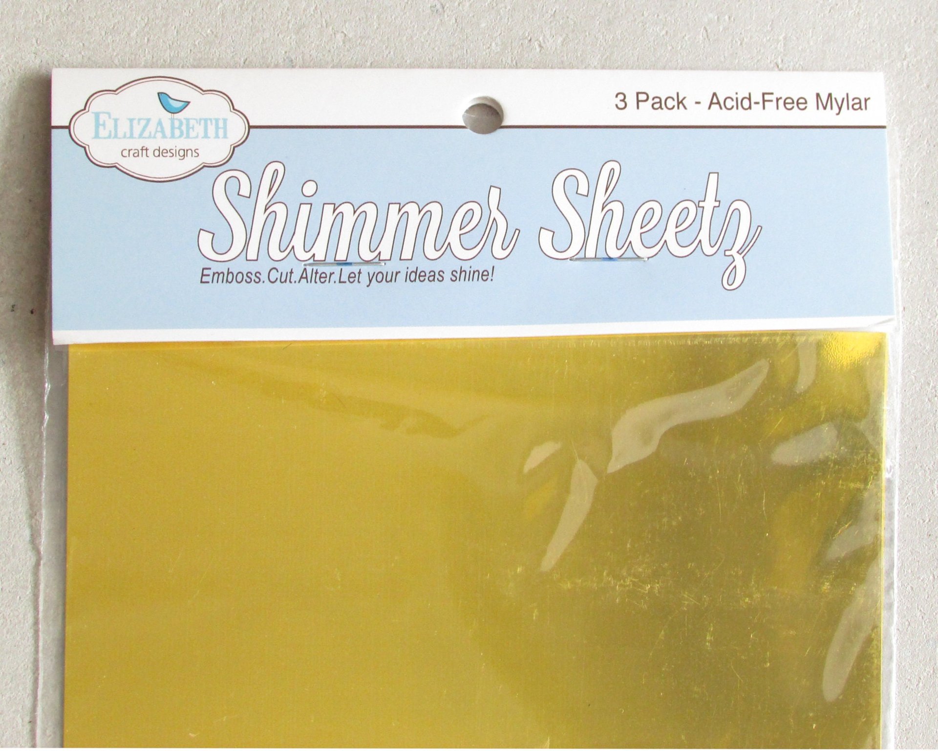Embossable Mylar Sheets, 12" x 5" 3-Pack Shimmer Sheetz for Papercraft Embellishments