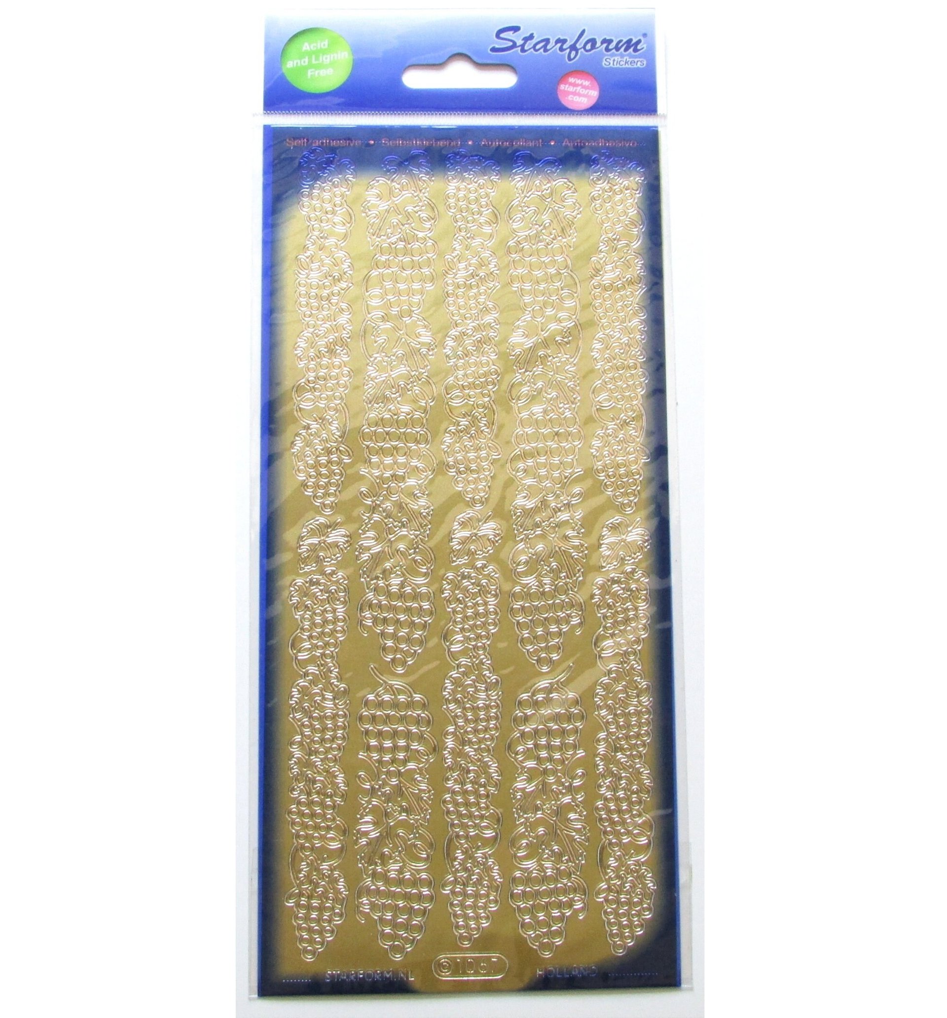 Grape Cluster Outline Stickers, Gold and Silver Metallic Set of 2 Starform 1067