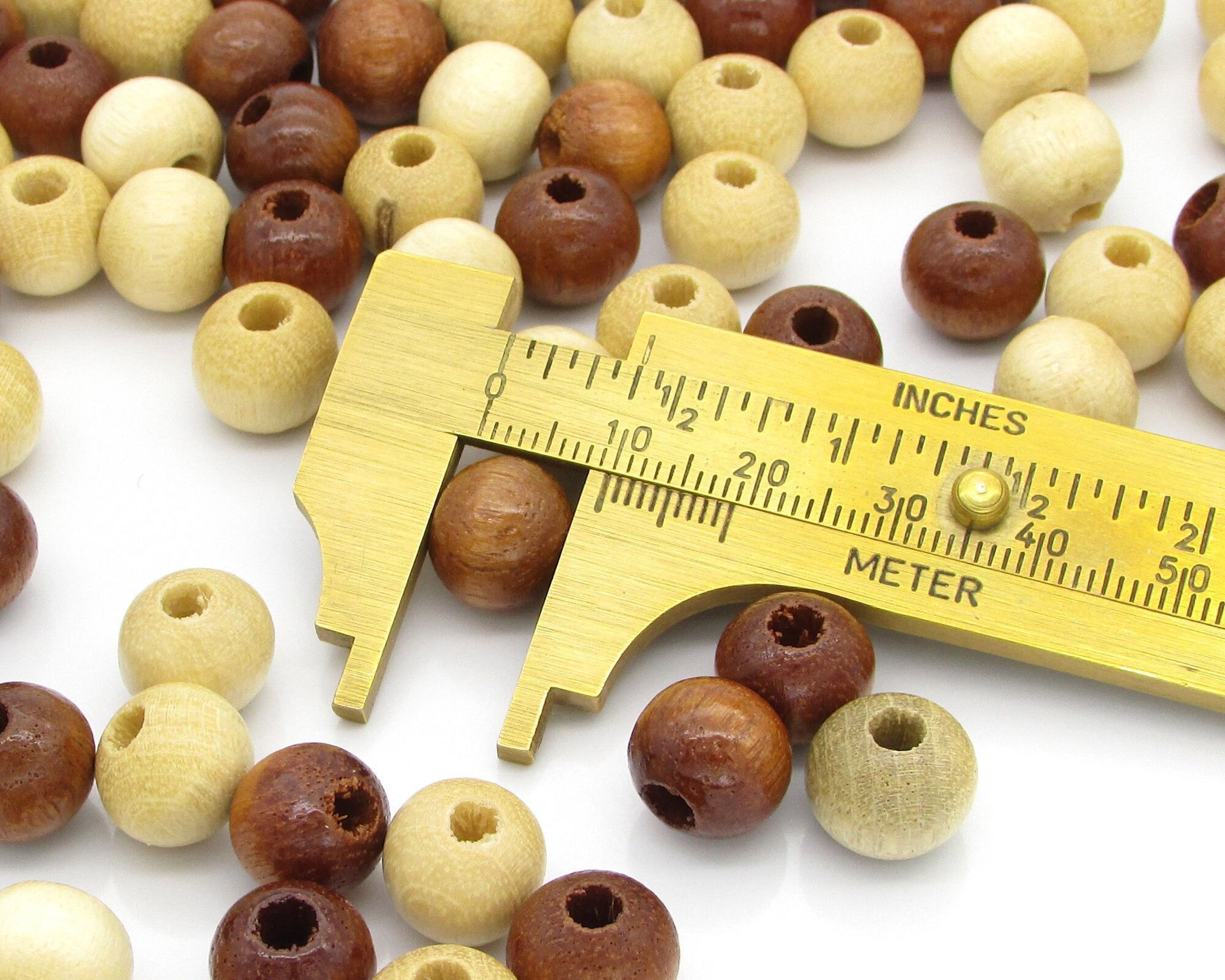 10mm Round Wood Beads, Natural Brown Polished Rondelles (100)