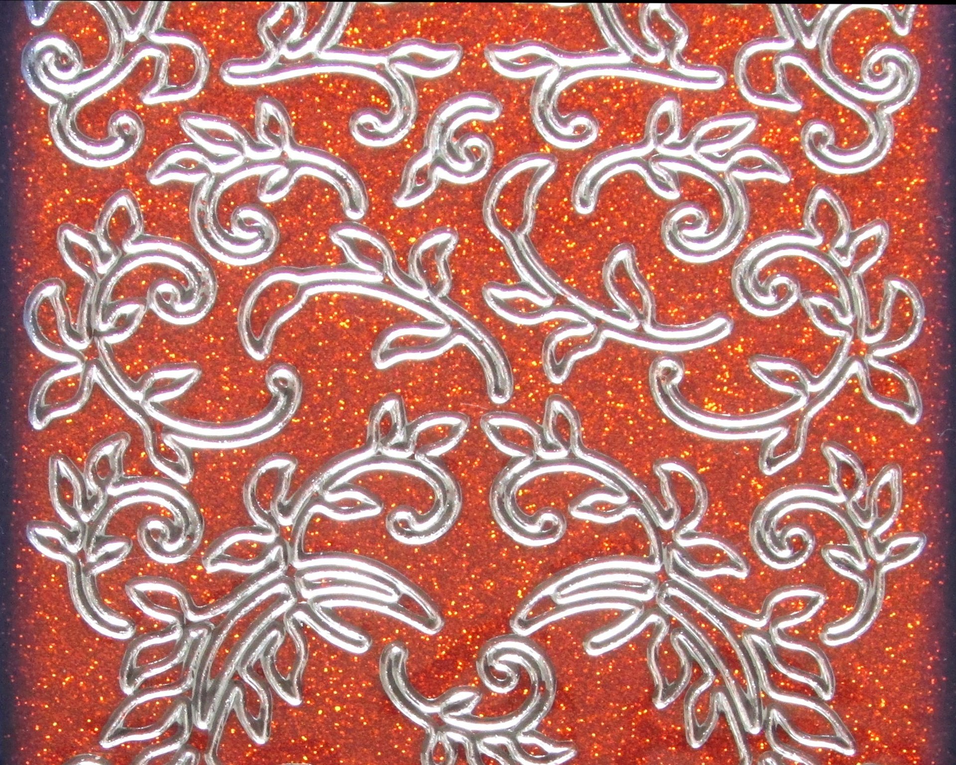 Orange Vine Glitter Stickers, Starform 1283 9x4" Peel-Off Decal Sheet