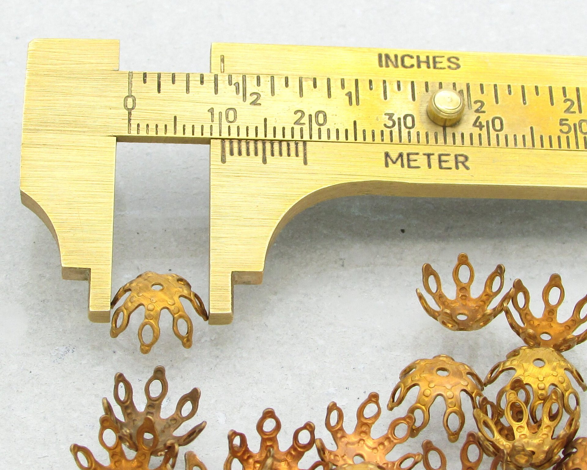 Raw Brass Bead Caps for 10-12mm Beads (24)