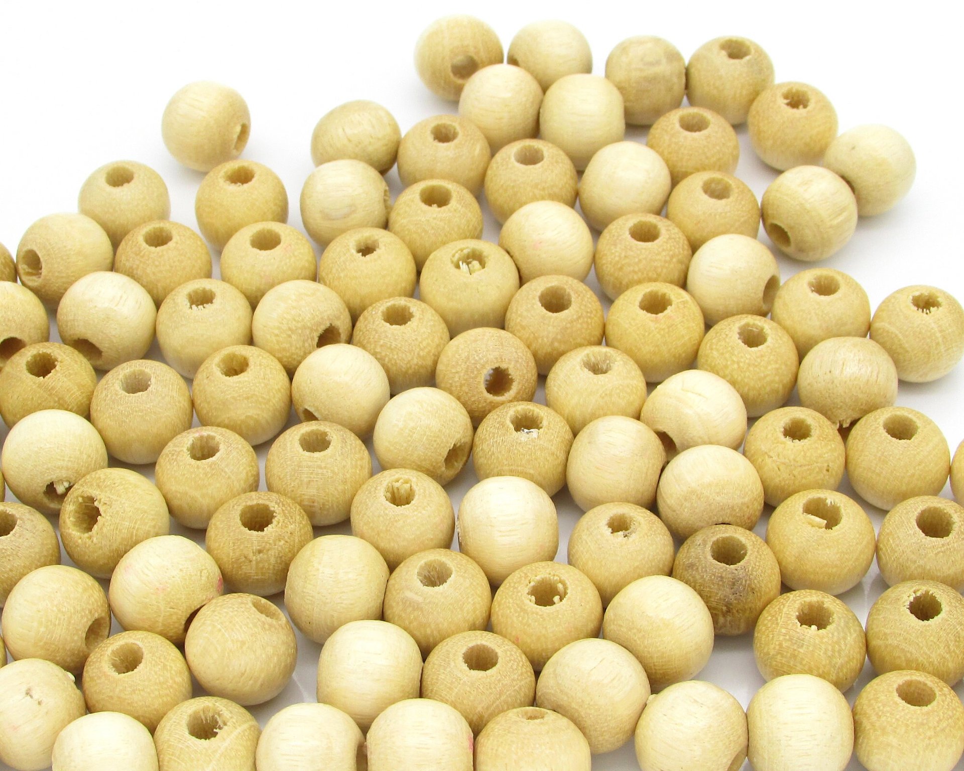 10mm Round Wood Beads, Natural Brown Polished Rondelles (100)