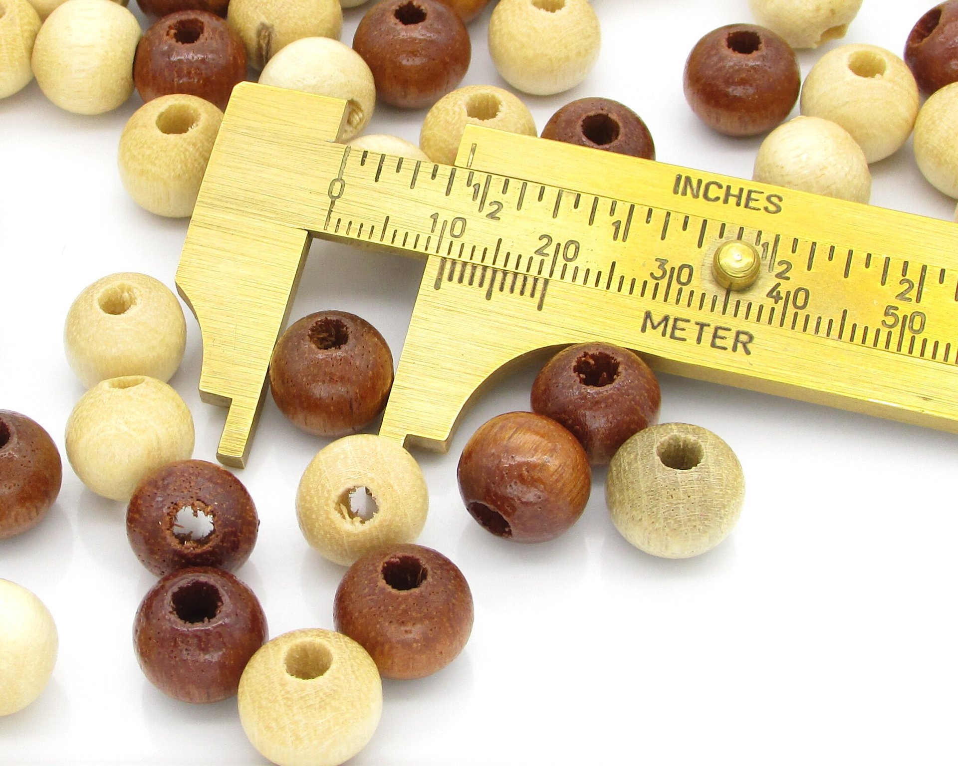 10mm Round Wood Beads, Natural Brown Polished Rondelles (100)