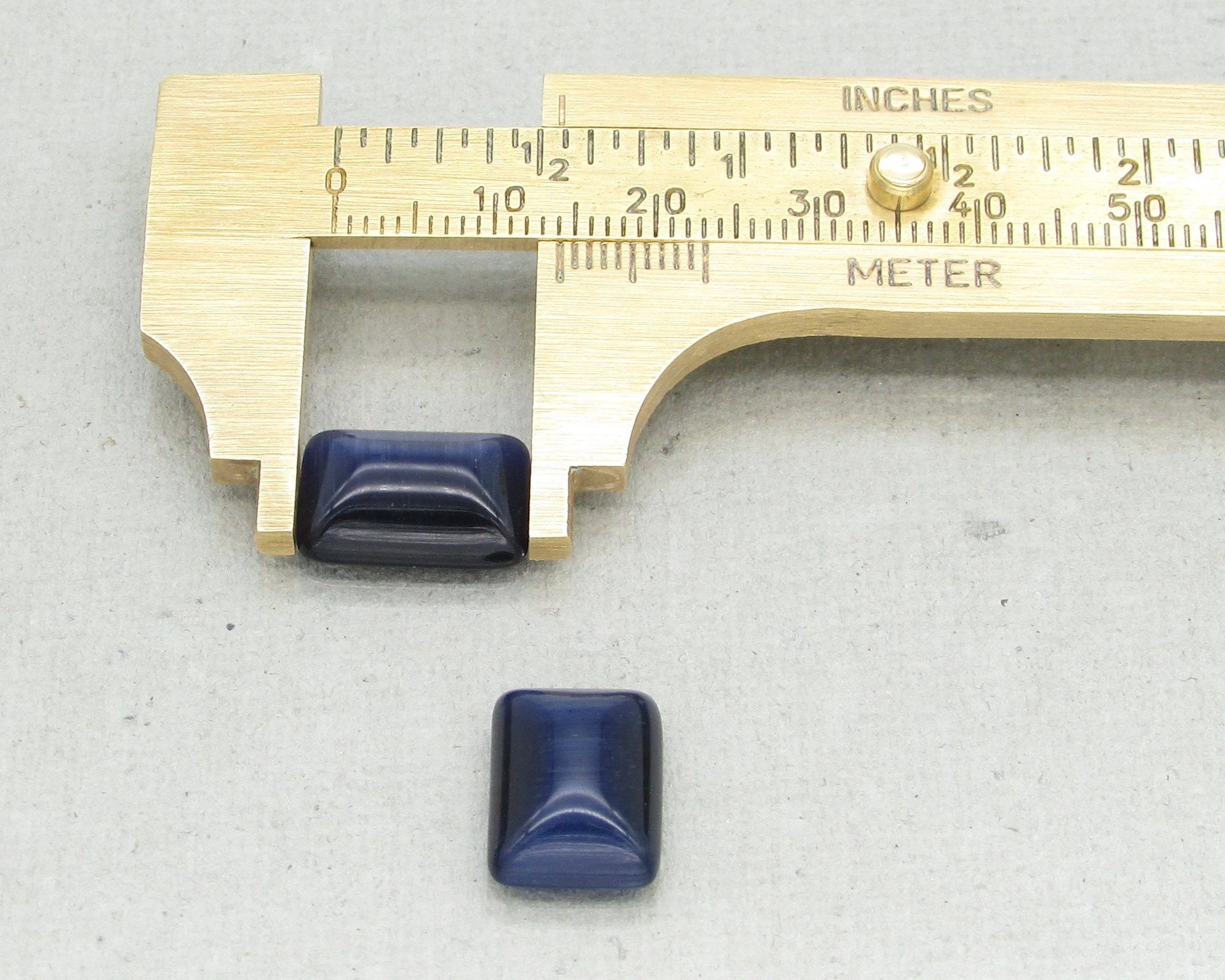 14x10mm Rectangular Cat's Eye Cabochons, Fiber Optic Glass Stones