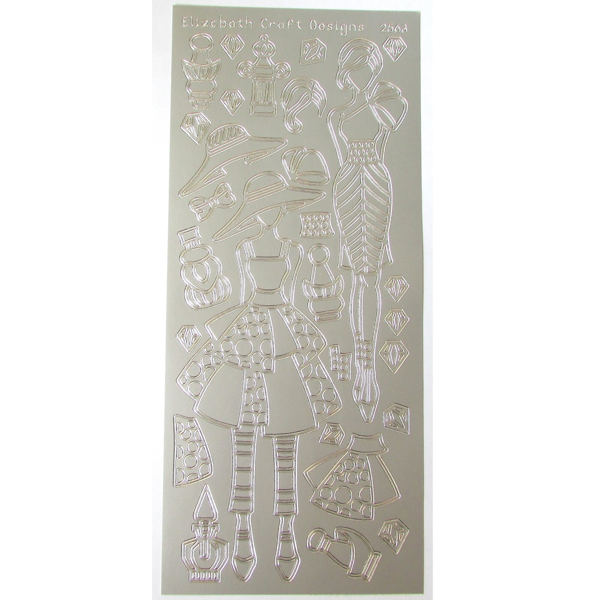 Christmas Doll Outline Stickers 9" x 4" Peel-Off Sheets, Set of 3