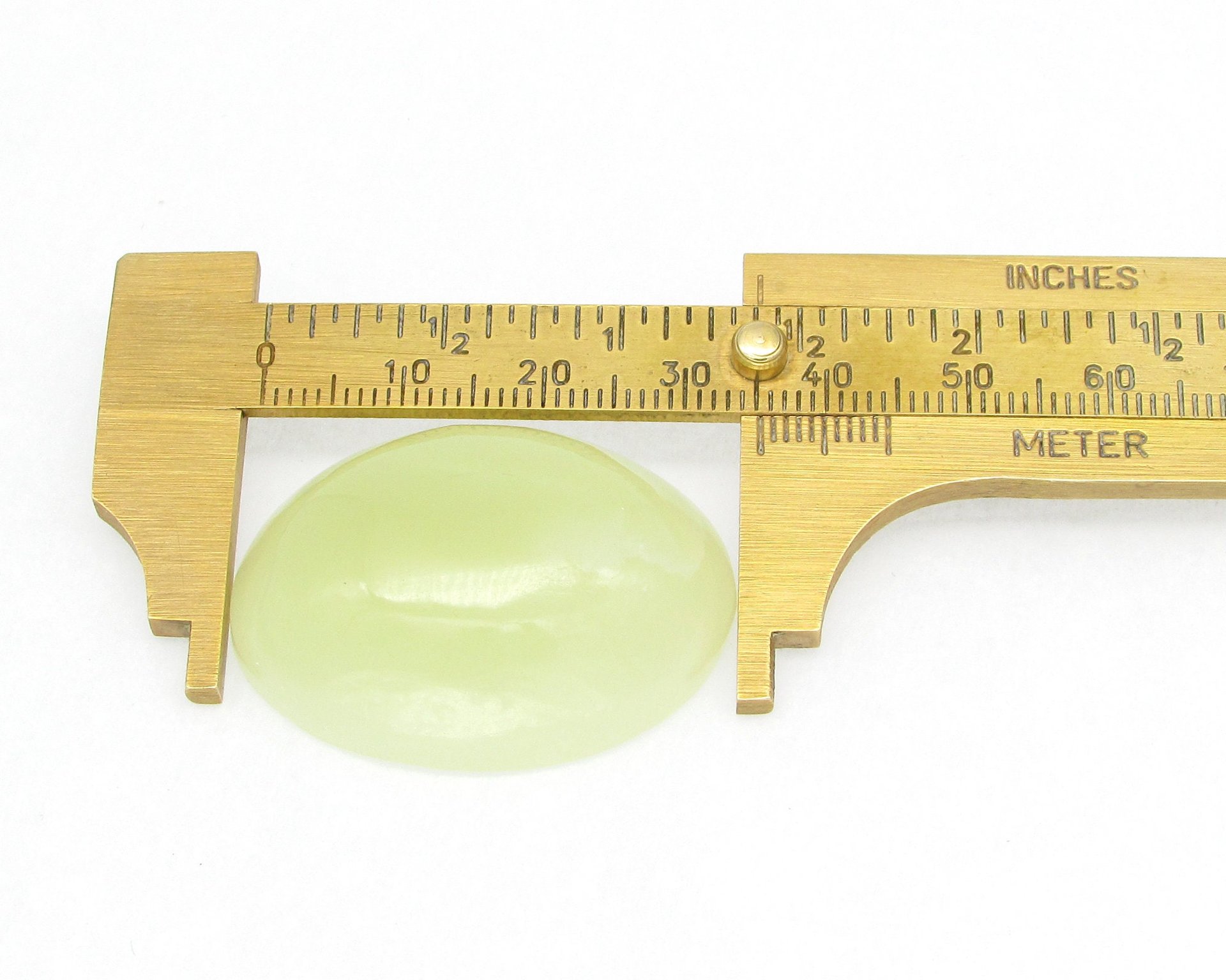 Prehnite Cabochon, Domed Oval Gemstone 35.3x26mm 83.65ct Pale Green Flat Back Stone
