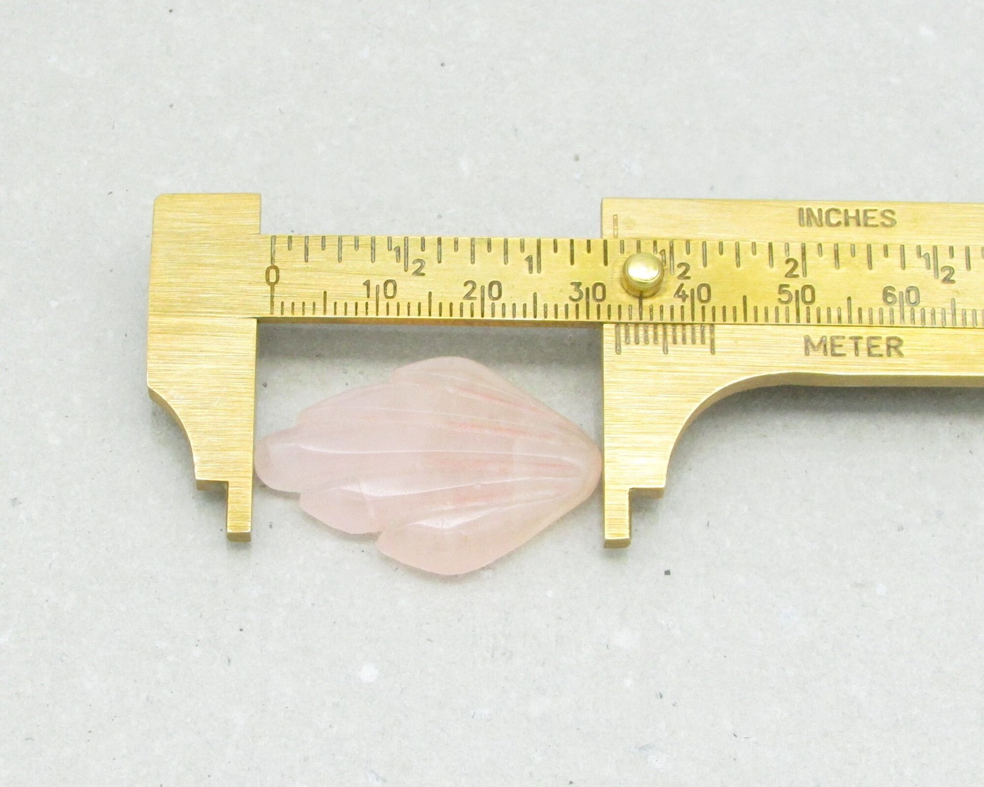 Rose Quartz Cabochon, Vintage Art Deco Shield