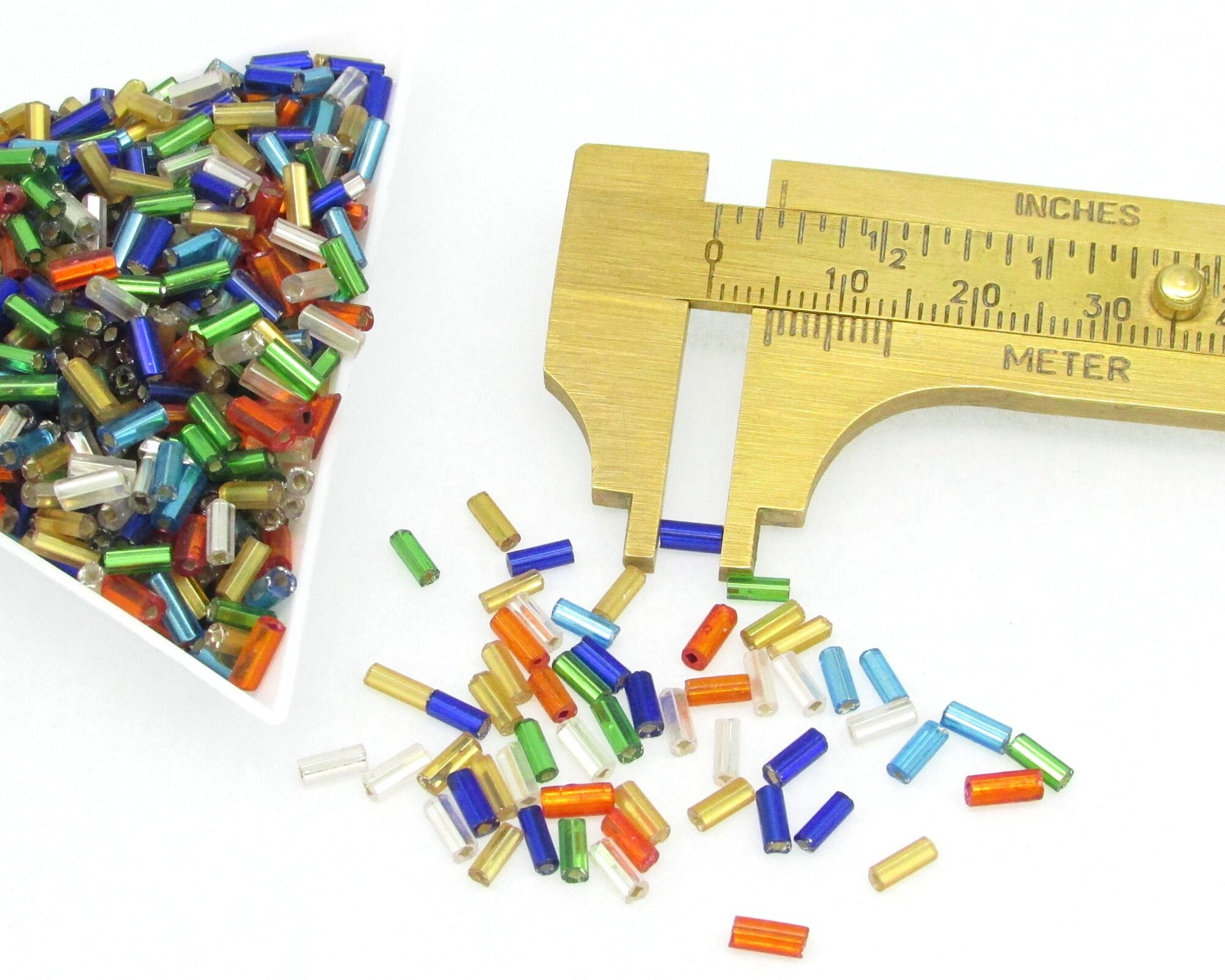 Rainbow Bugle Bead Mix, Size 2 Foiled Tubes