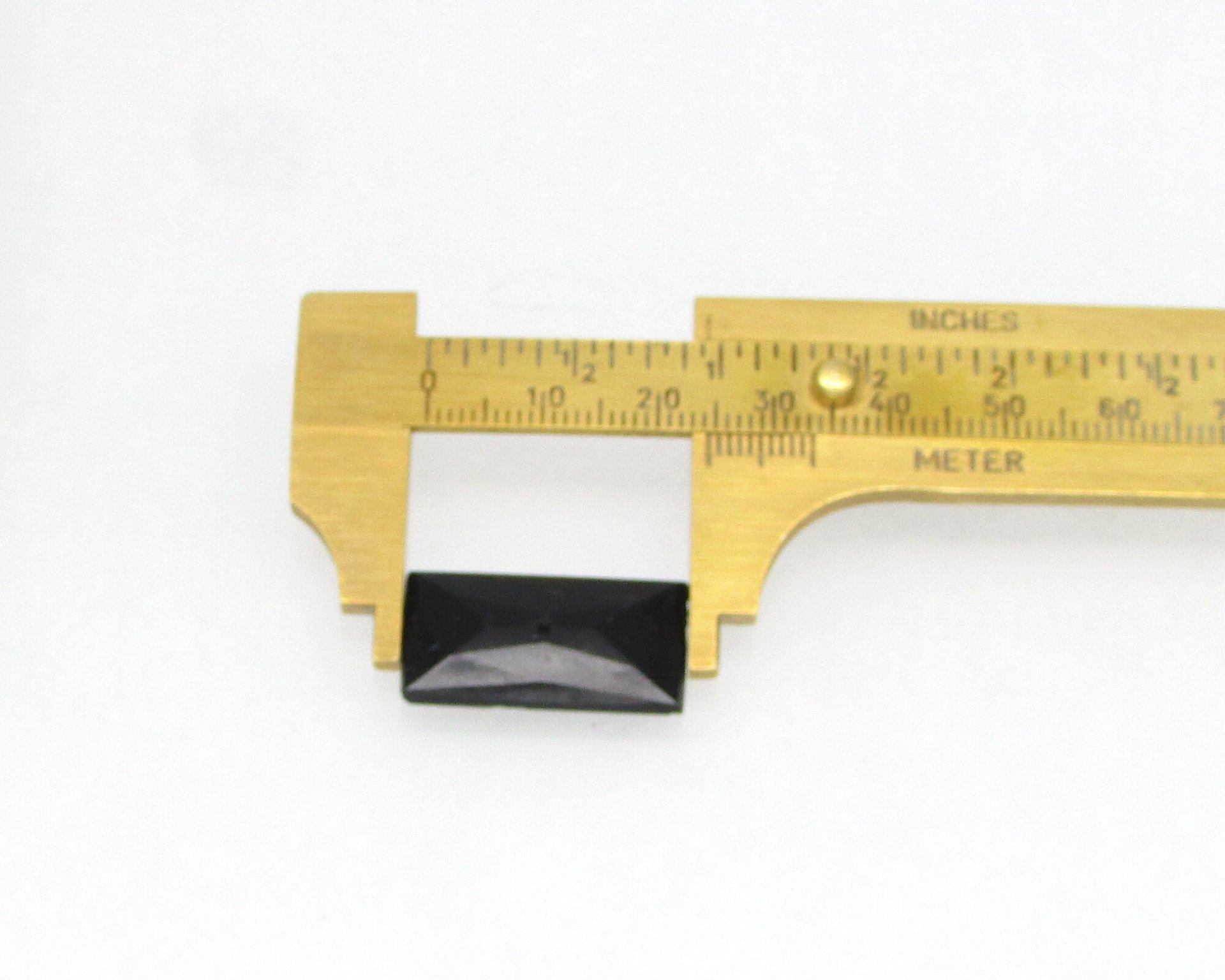 24.5x13mm Rectangular Glass Stone with Center Hole, Vintage Beveled Point Back (1)