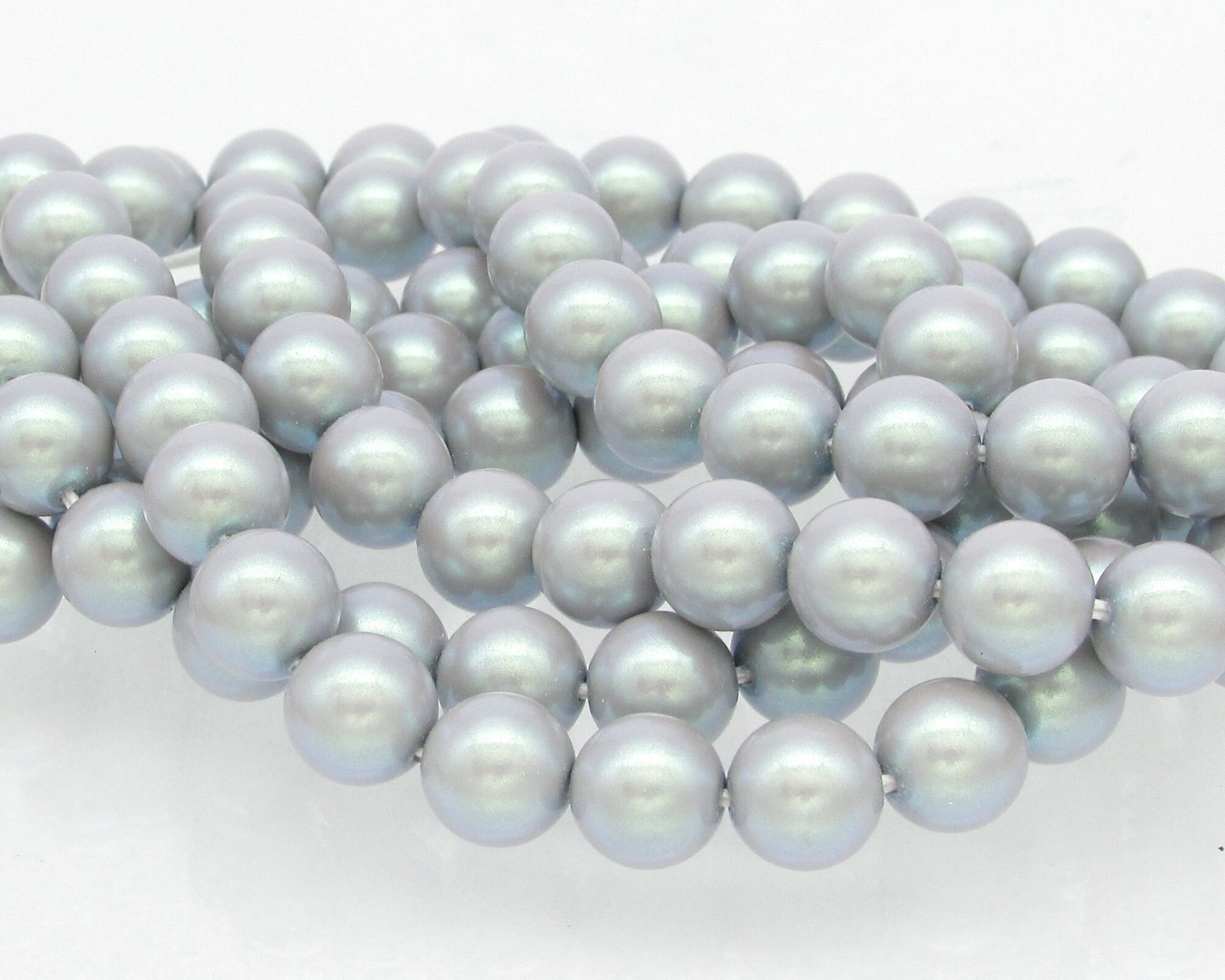 Pearlescent Grey Preciosa Crystal Nacre Pearls, 6mm 8mm Rounds