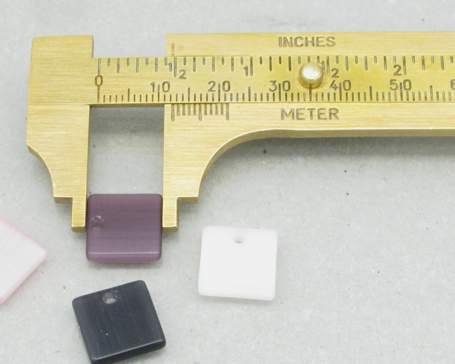 12mm Flat Square Pendants, Fiber Optic Glass