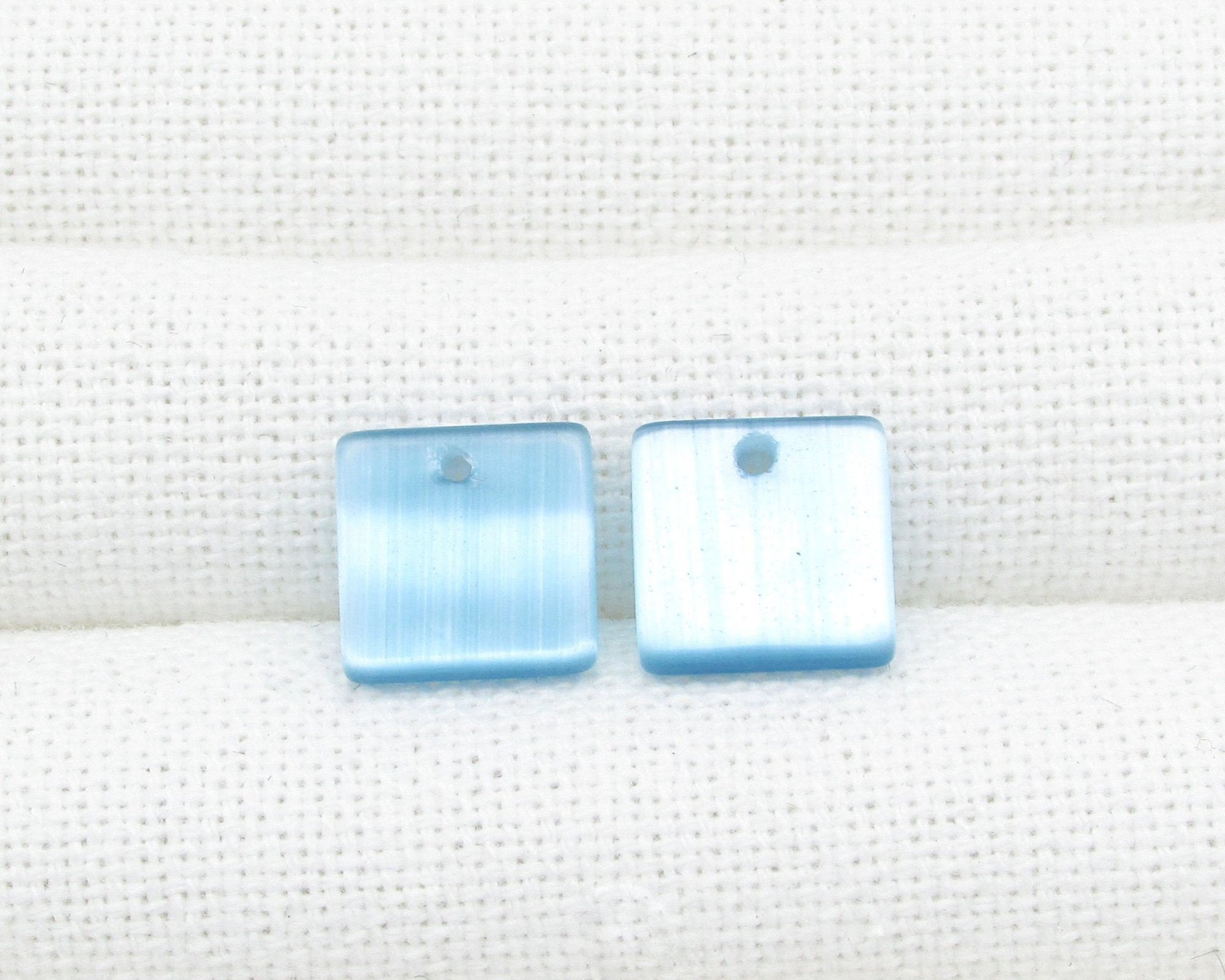12mm Flat Square Pendants, Fiber Optic Glass