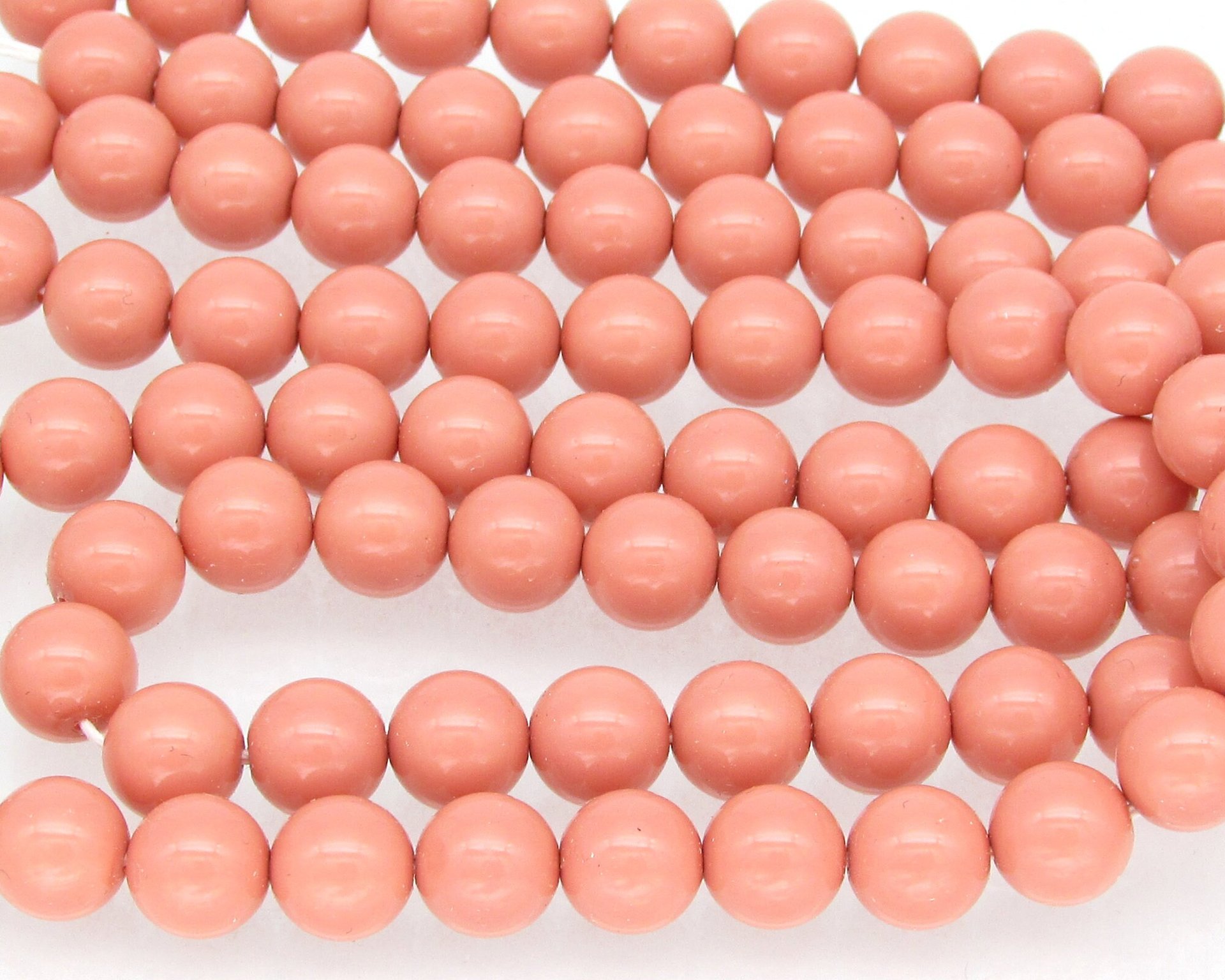 Preciosa Crystal Salmon Rose Nacre Pearls, 6mm 8mm Round Maxima (25)