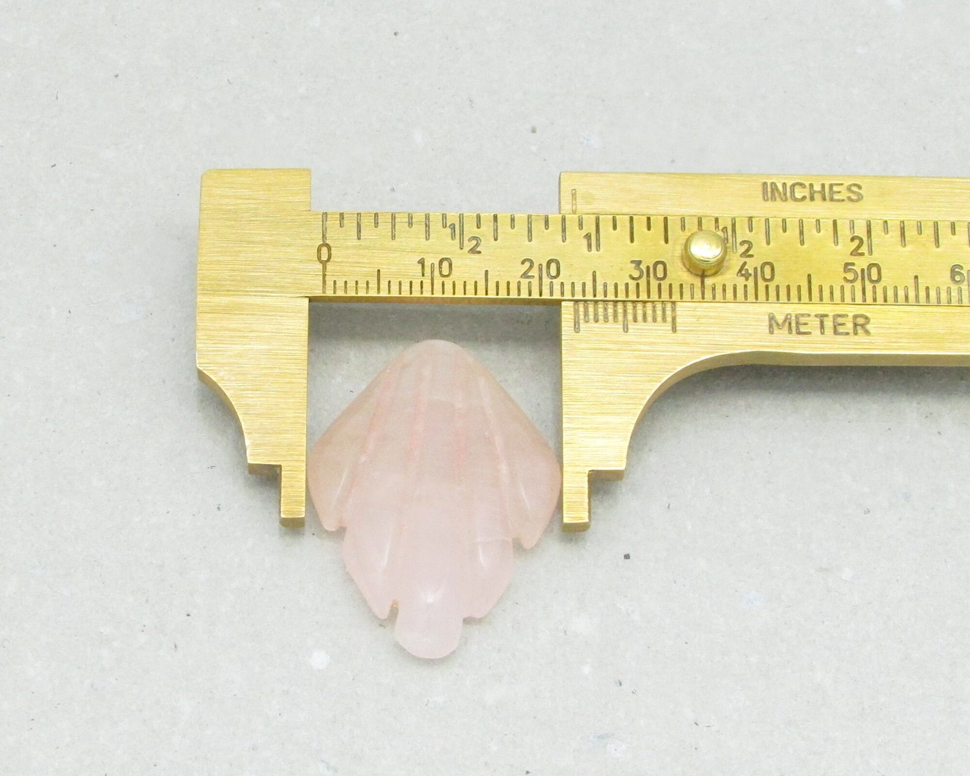 Rose Quartz Cabochon, Vintage Art Deco Shield