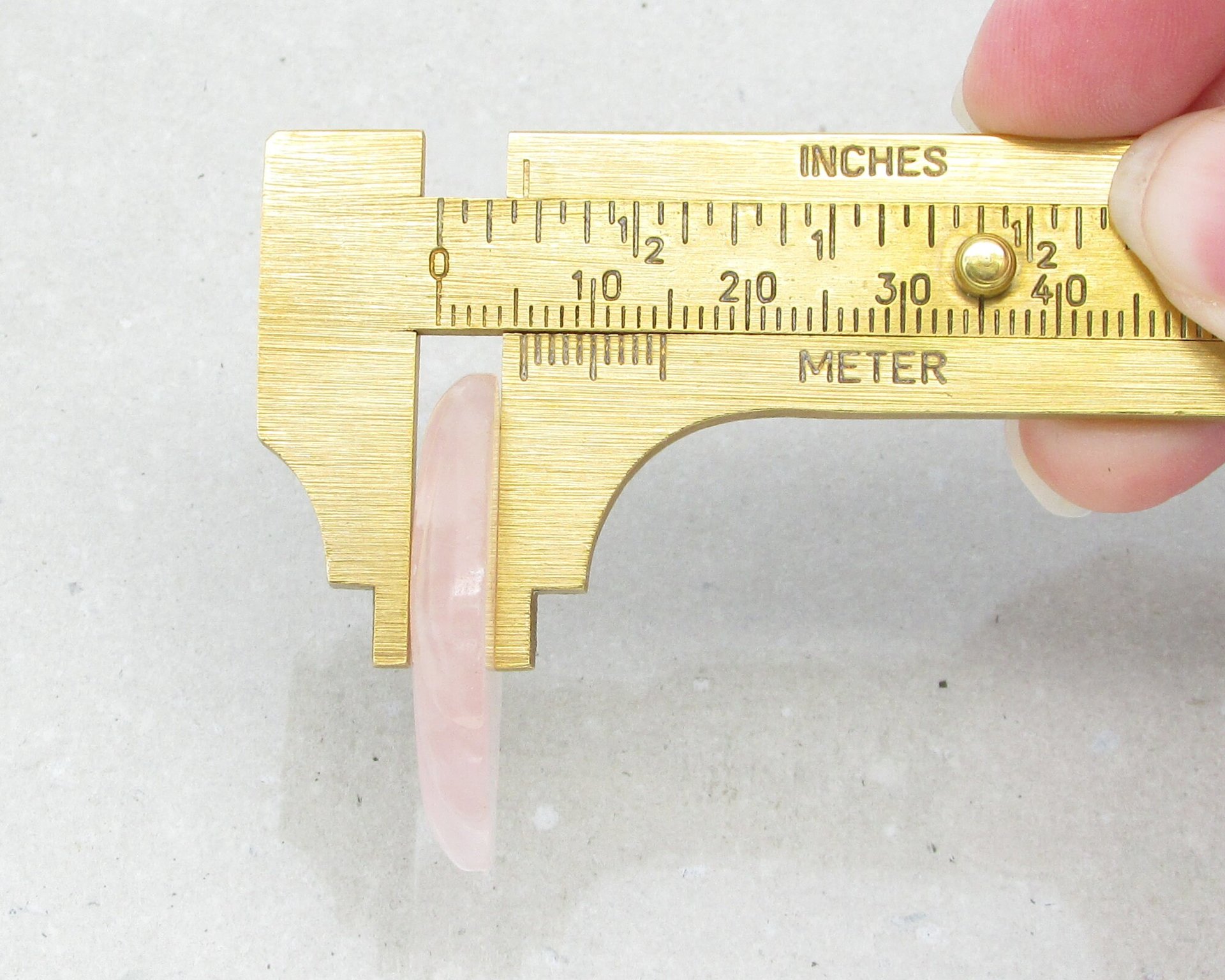 Rose Quartz Cabochon, Vintage Art Deco Shield