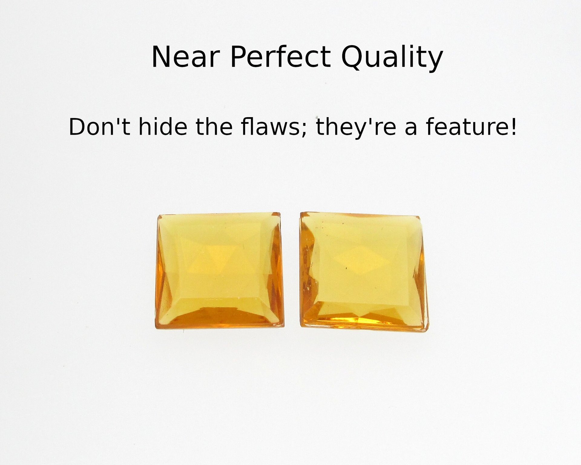 14.5mm Square Rhinestones, Unfoiled Topaz Glass Gems (2)