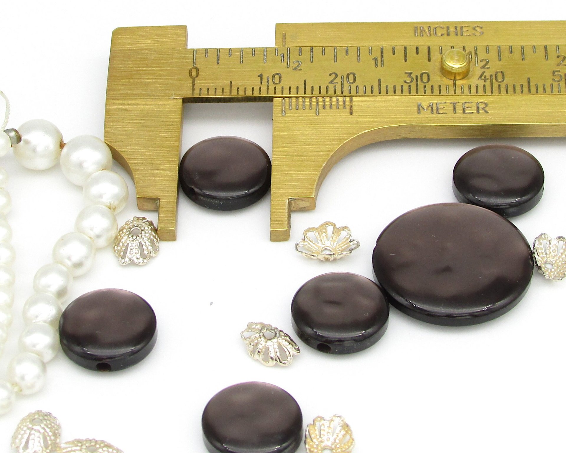 Salvaged Bead Lot, Vintage Faux Pearls and Bead Caps