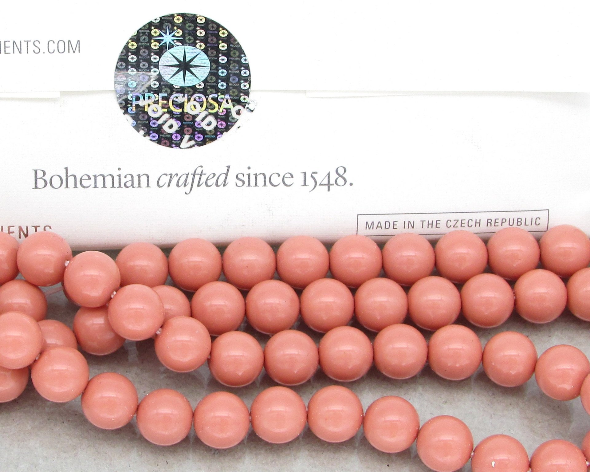 Preciosa Crystal Salmon Rose Nacre Pearls, 6mm 8mm Round Maxima (25)