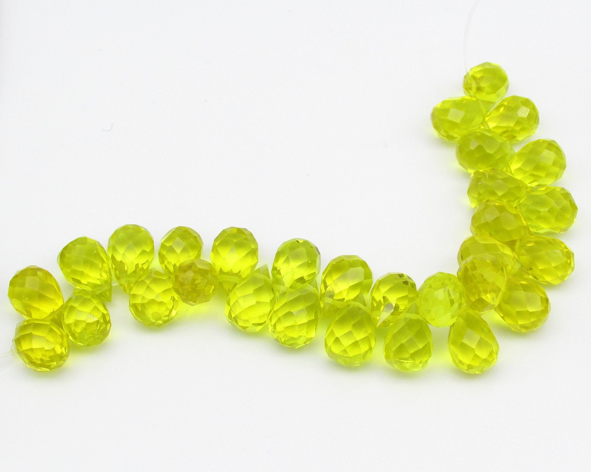 12x8mm Faceted Briolettes, Glass Teardrop Beads