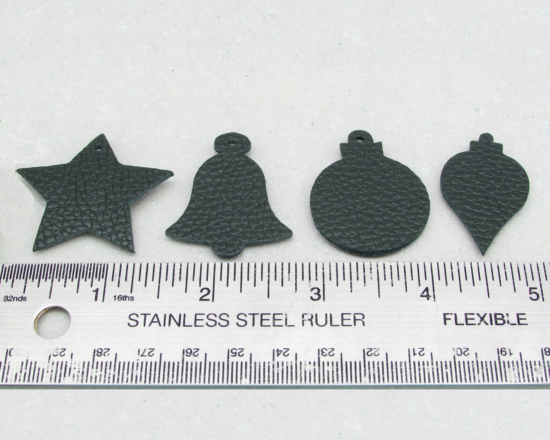 1.5" Christmas Die Cut Shapes, Reversible Leather