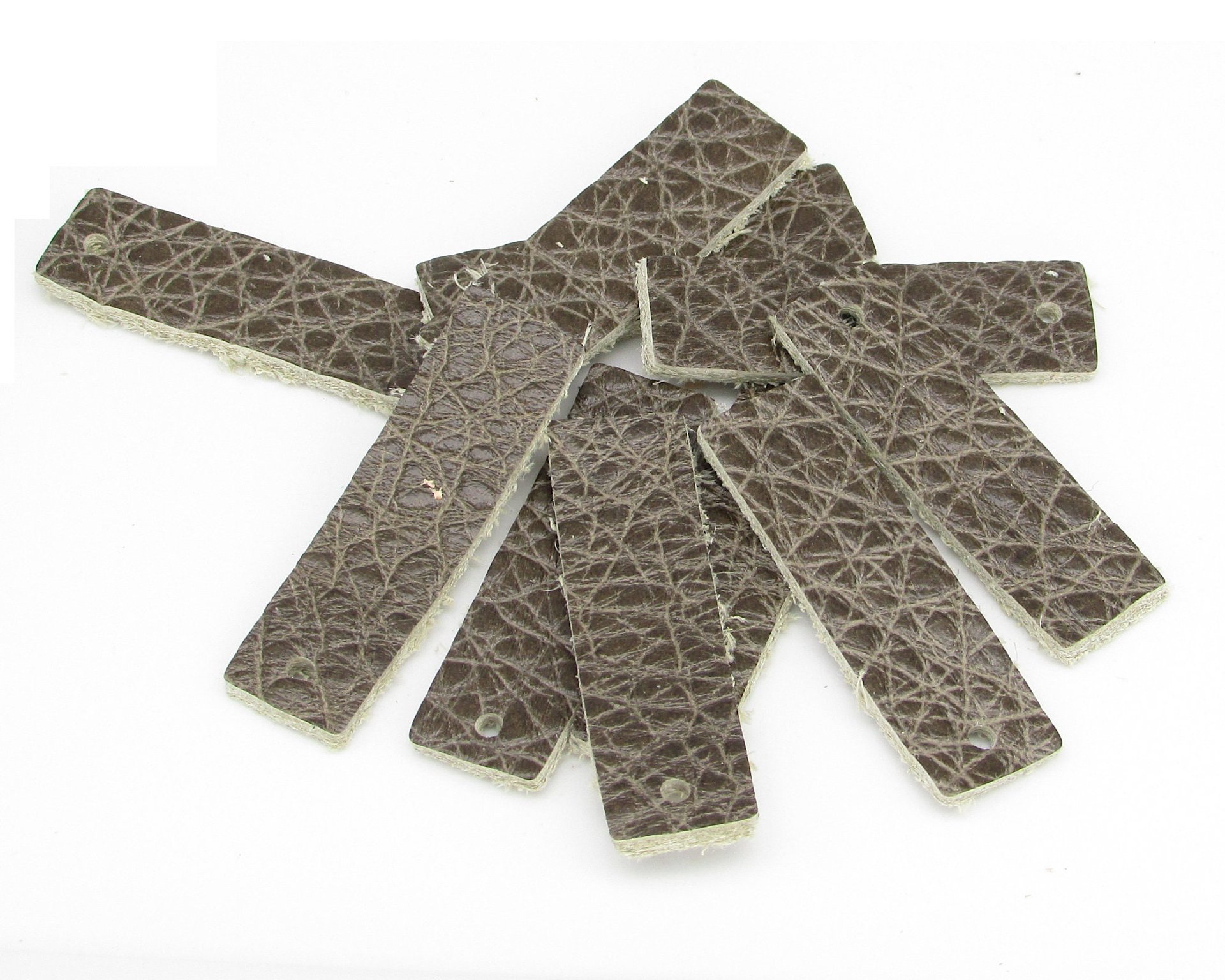 Rectangular Die Cut Pendants, 1.4 Inch Upcycled Leather Blanks