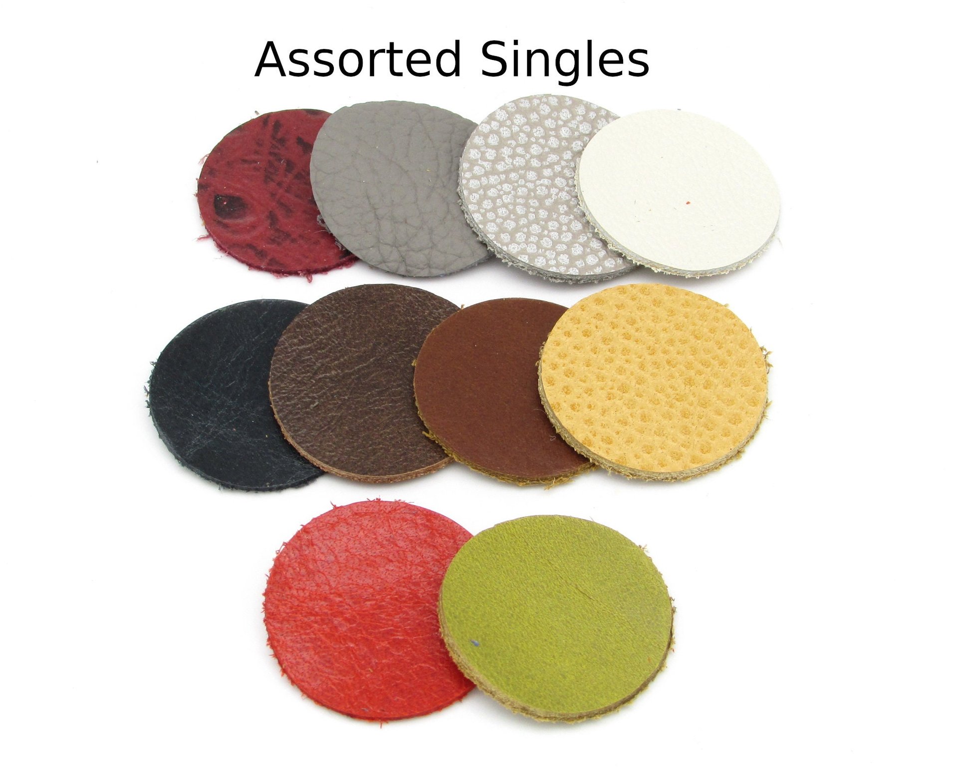 1” Die Cut Circles, Upcycled Top Grain Leather Pairs and Singles (10)