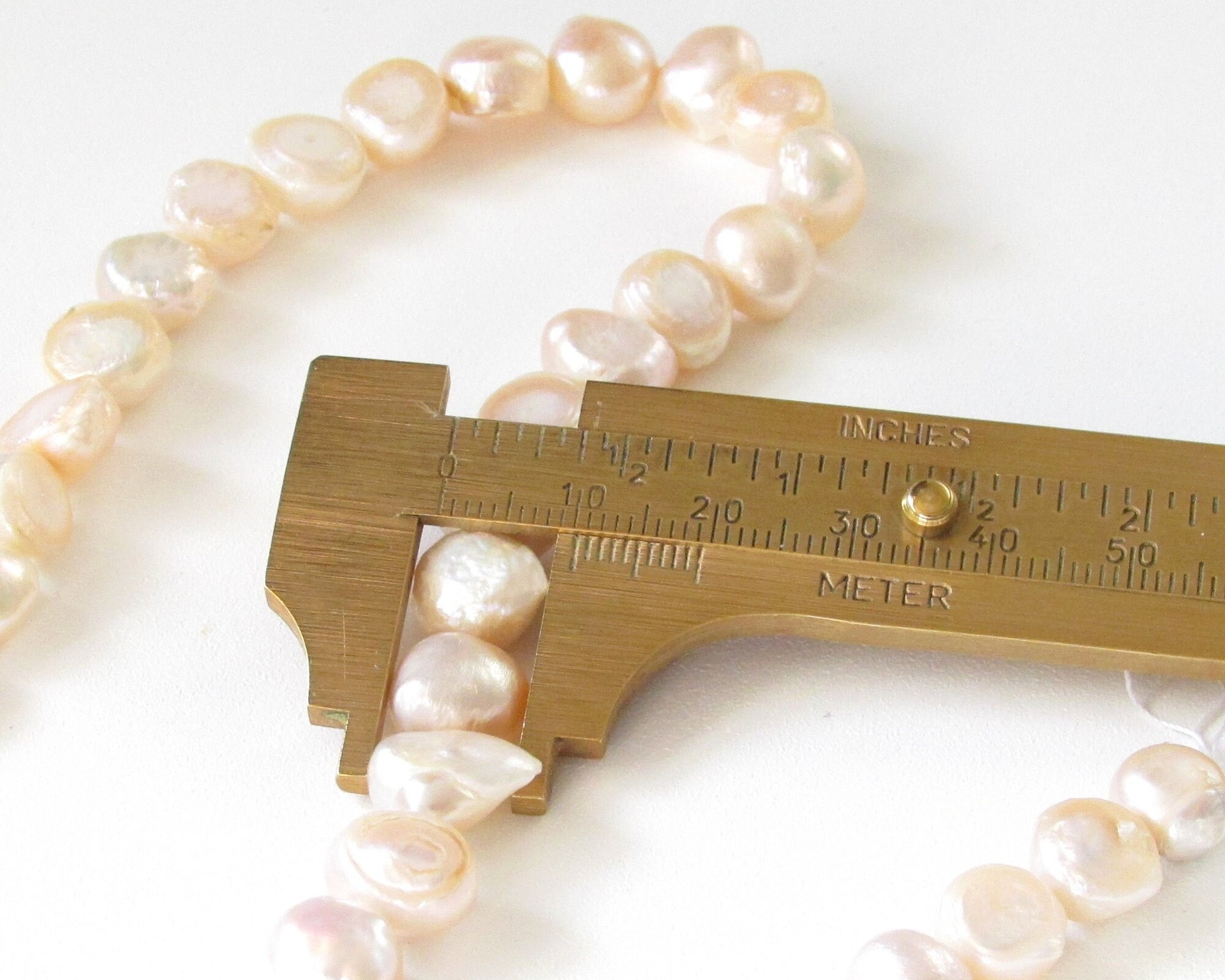 Irregular Nugget Freshwater Pearls, Pale Peach 8-10mm Baroque Round Beads