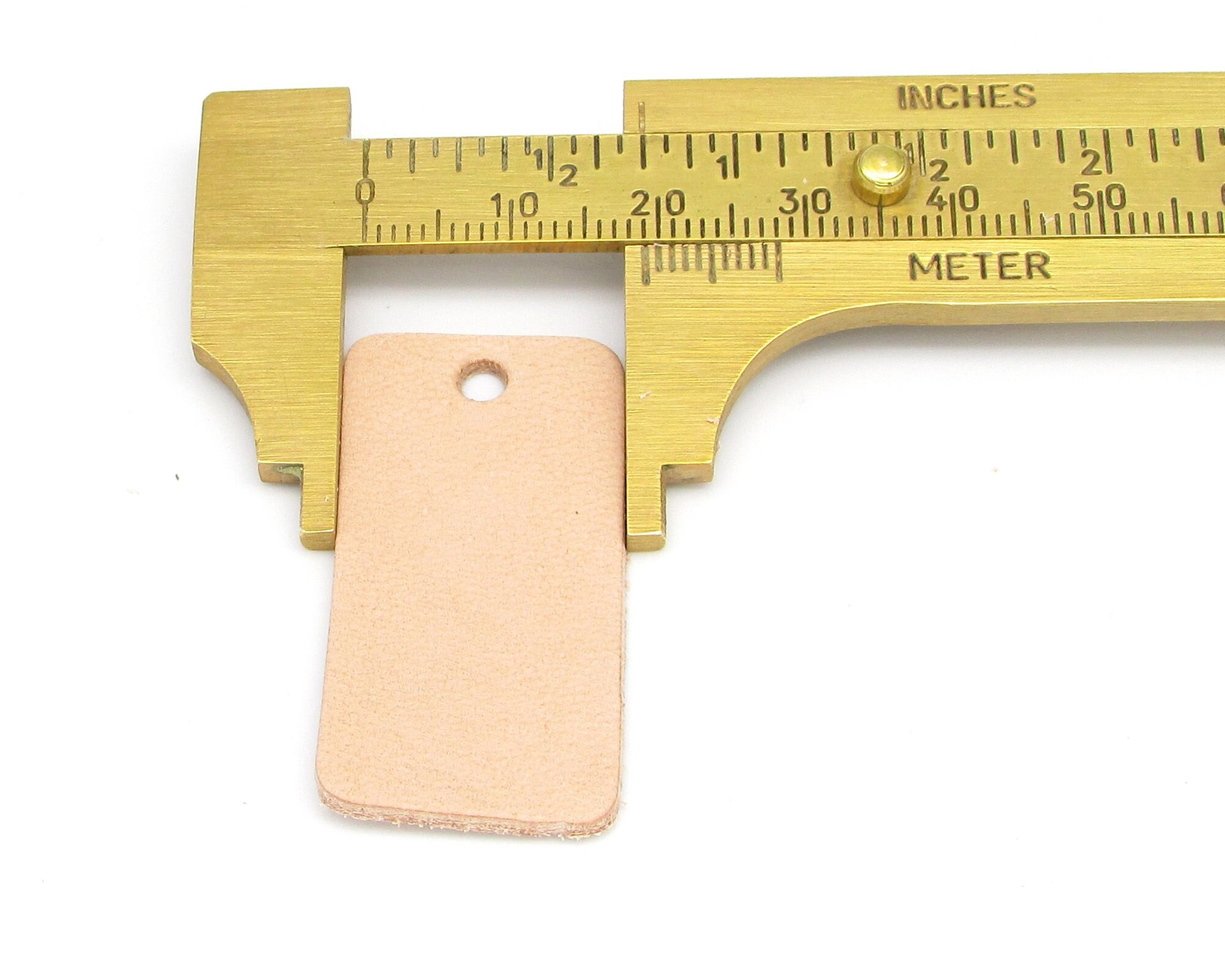 Rectangular Leather Die Cut, 1.5 Inch Beige Vegetable Tan Pendant Blank