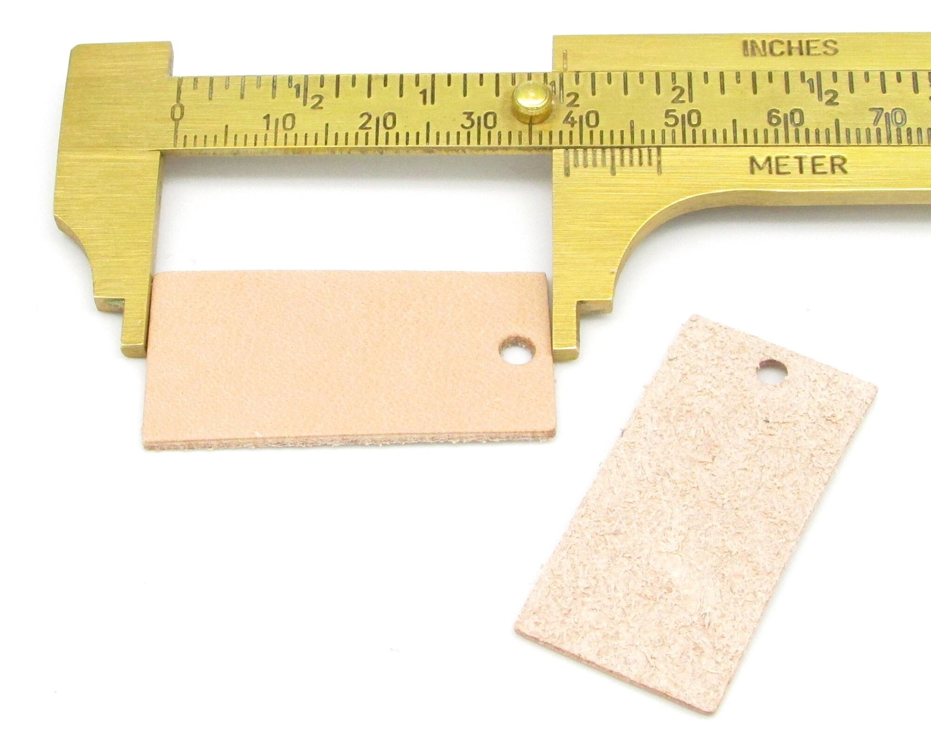 Rectangular Leather Die Cut, 1.5 Inch Beige Vegetable Tan Pendant Blank