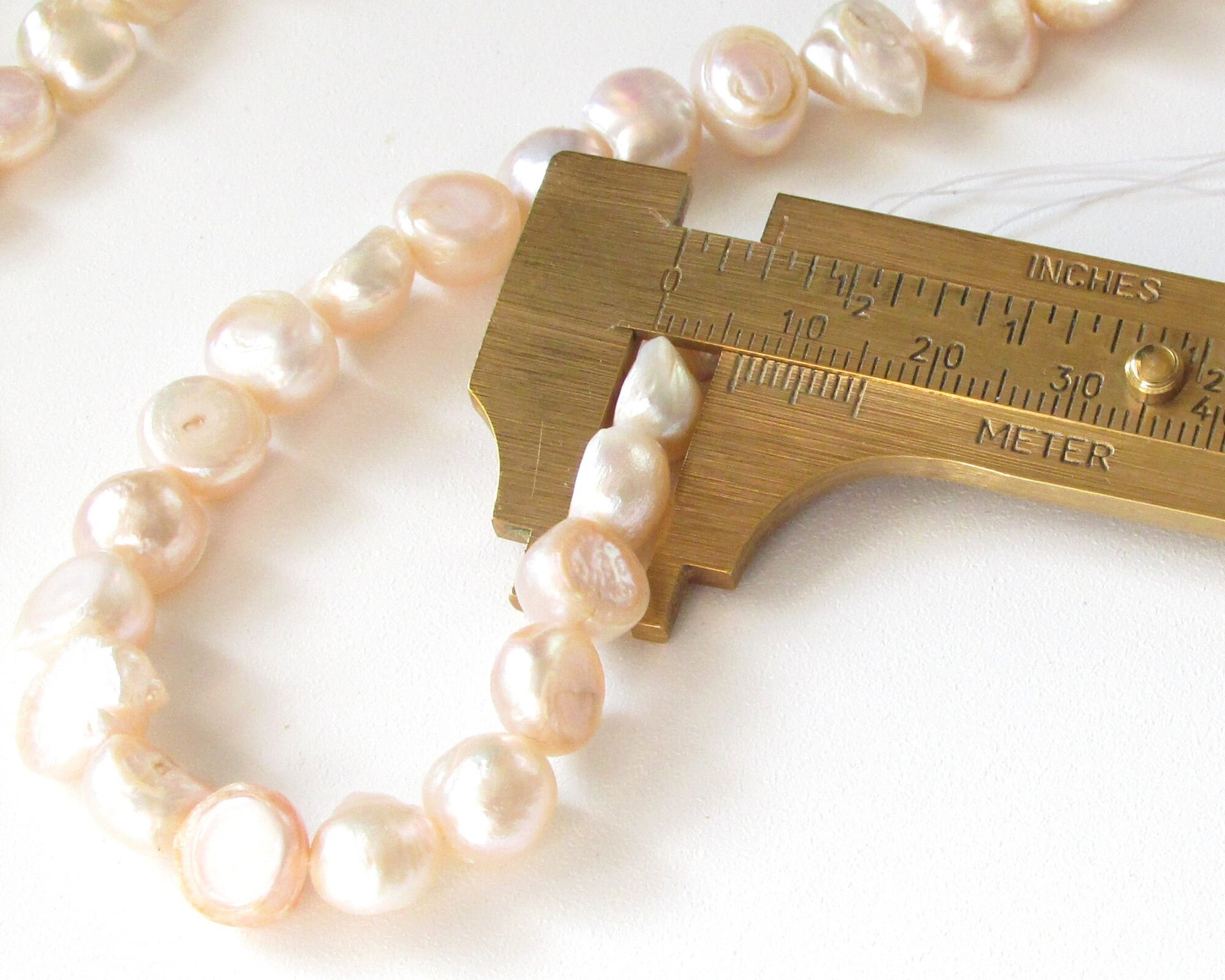 Irregular Nugget Freshwater Pearls, Pale Peach 8-10mm Baroque Round Beads