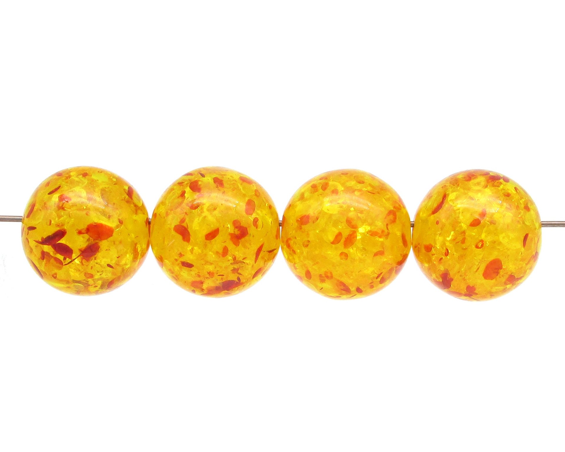 Speckled Orange Resin Beads, 16mm Smooth Ball Spacers