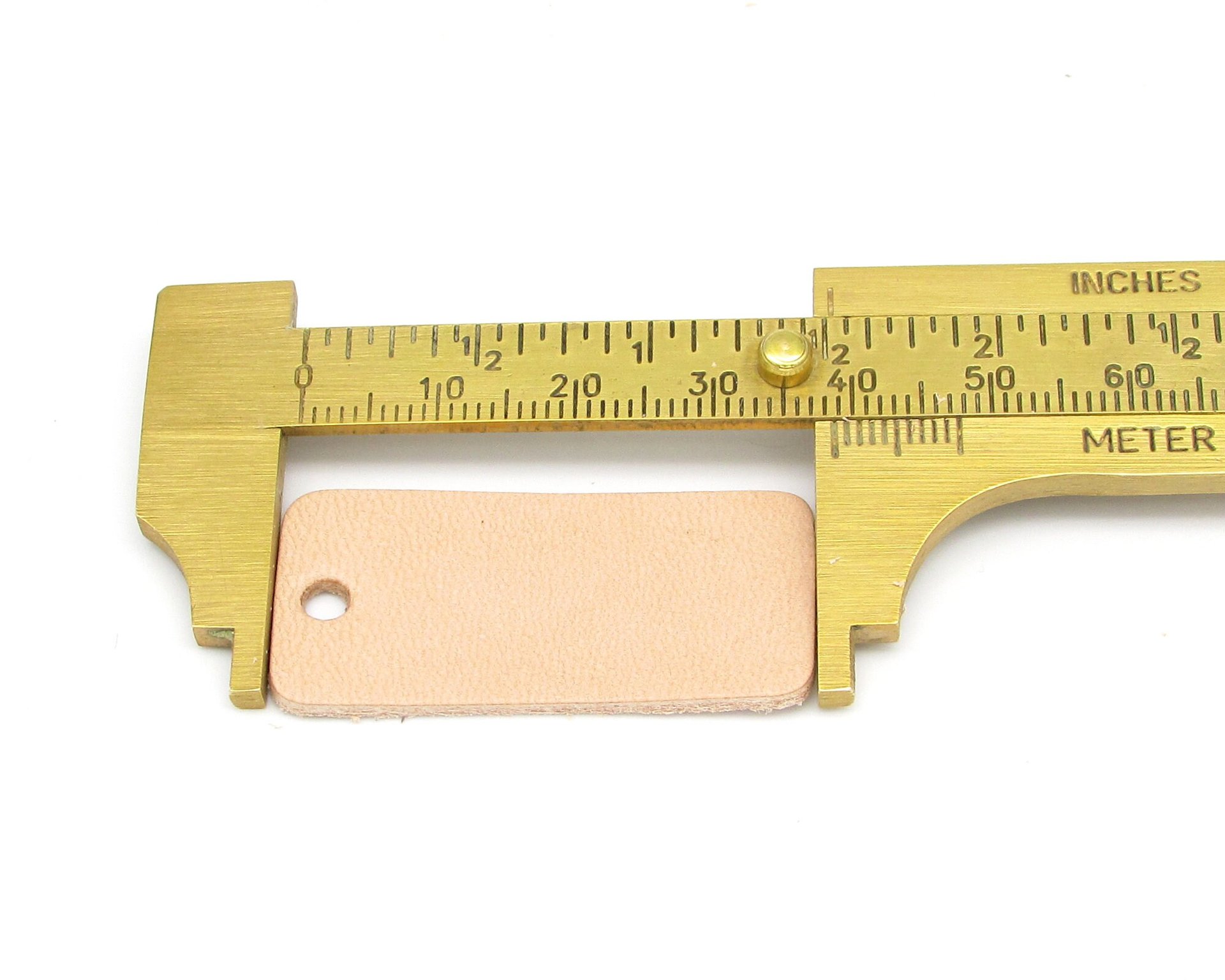 Rectangular Leather Die Cut, 1.5 Inch Beige Vegetable Tan Pendant Blank