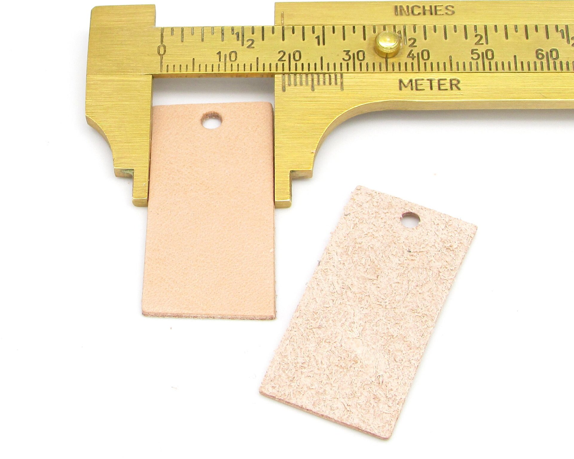Rectangular Leather Die Cut, 1.5 Inch Beige Vegetable Tan Pendant Blank