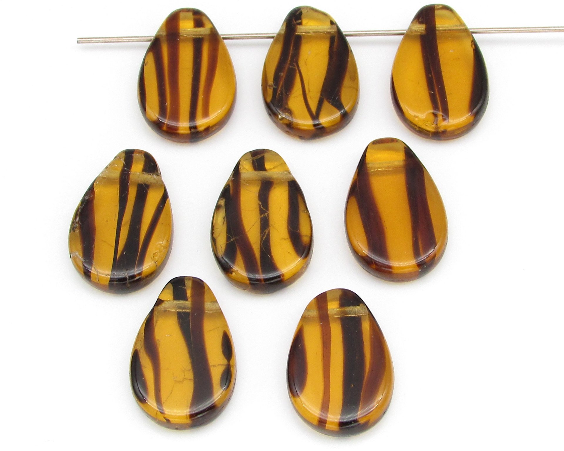 18x12.5mm Flat Teardrops, Vintage Czech Glass Beads