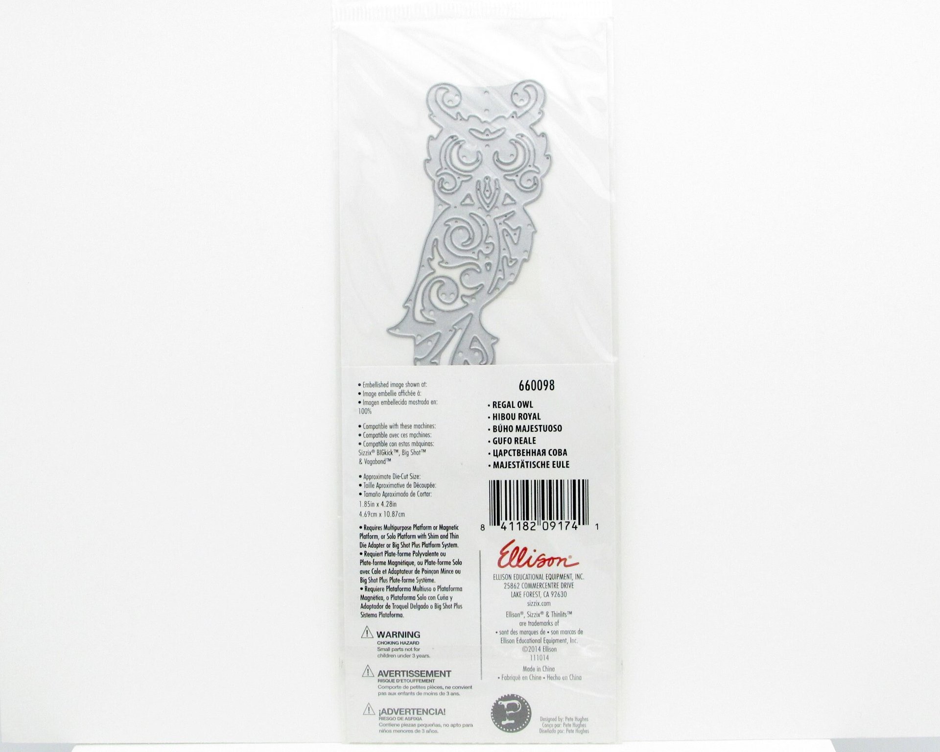 Regal Owl Cutting Die, NIP Sizzix Thinlits 660098 for Manual Embossing