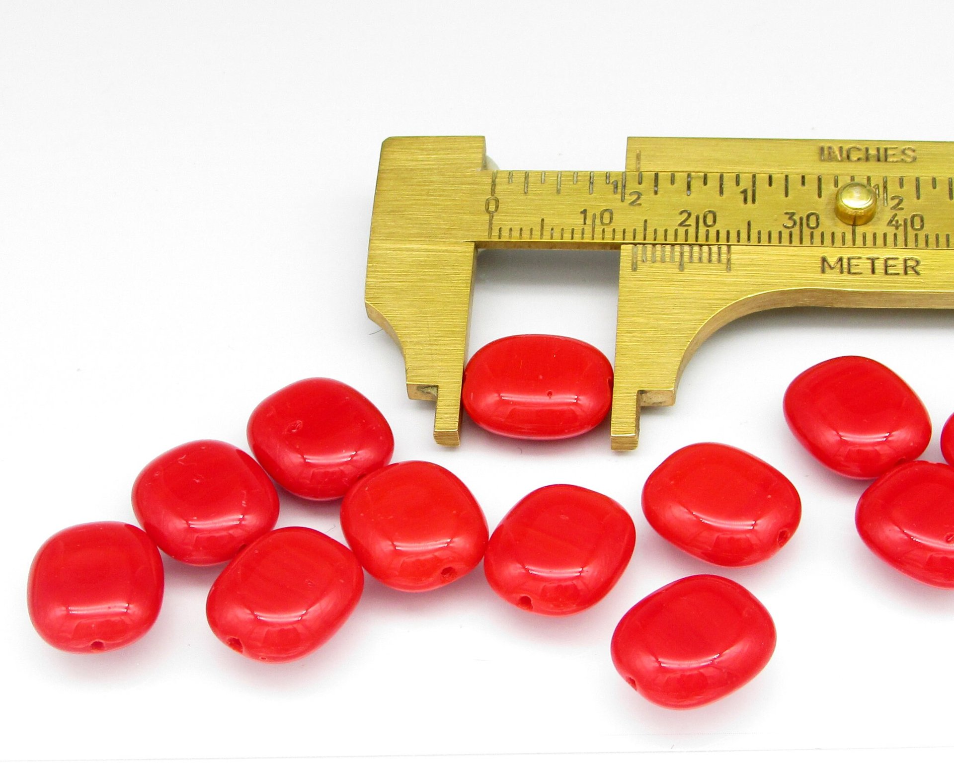 14x12mm Rectangular Cushion Tablets, Vintage Czech Glass Beads (12)