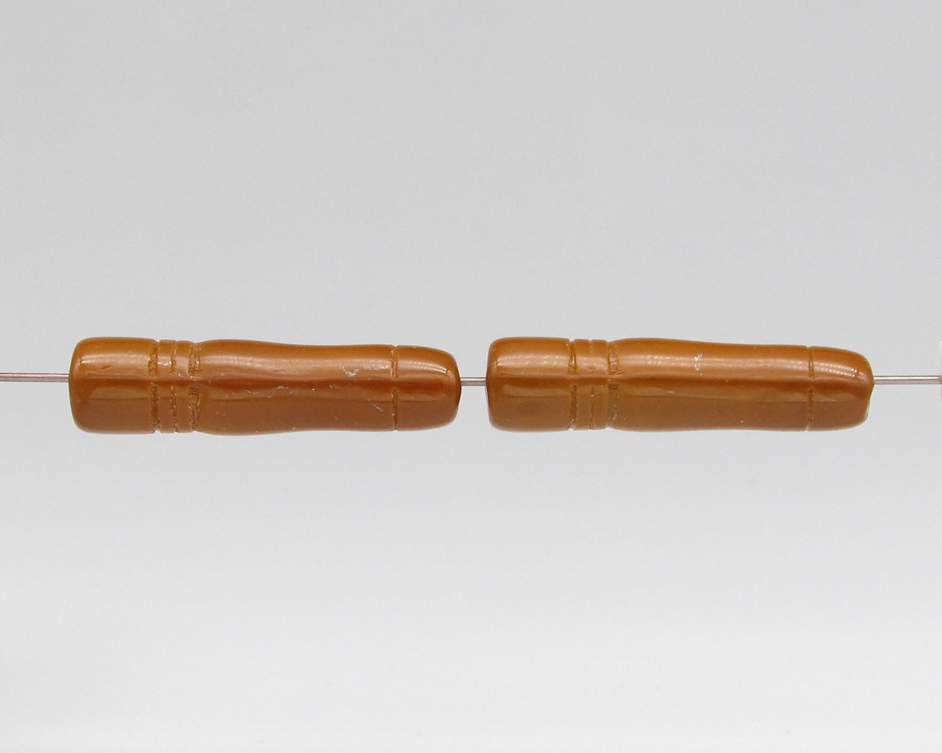 Long Art Deco-Style Tubes, Vintage Czech Pressed Glass Beads (6)