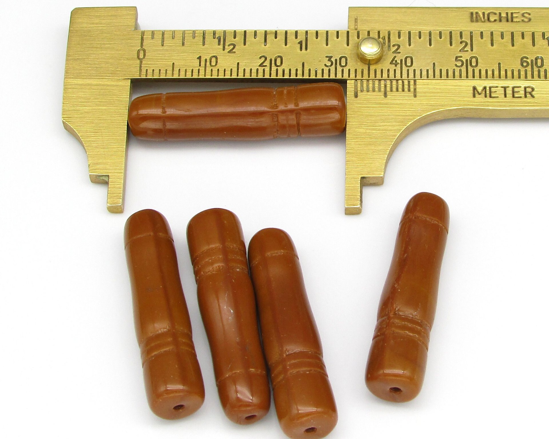 Long Art Deco-Style Tubes, Vintage Czech Pressed Glass Beads (6)