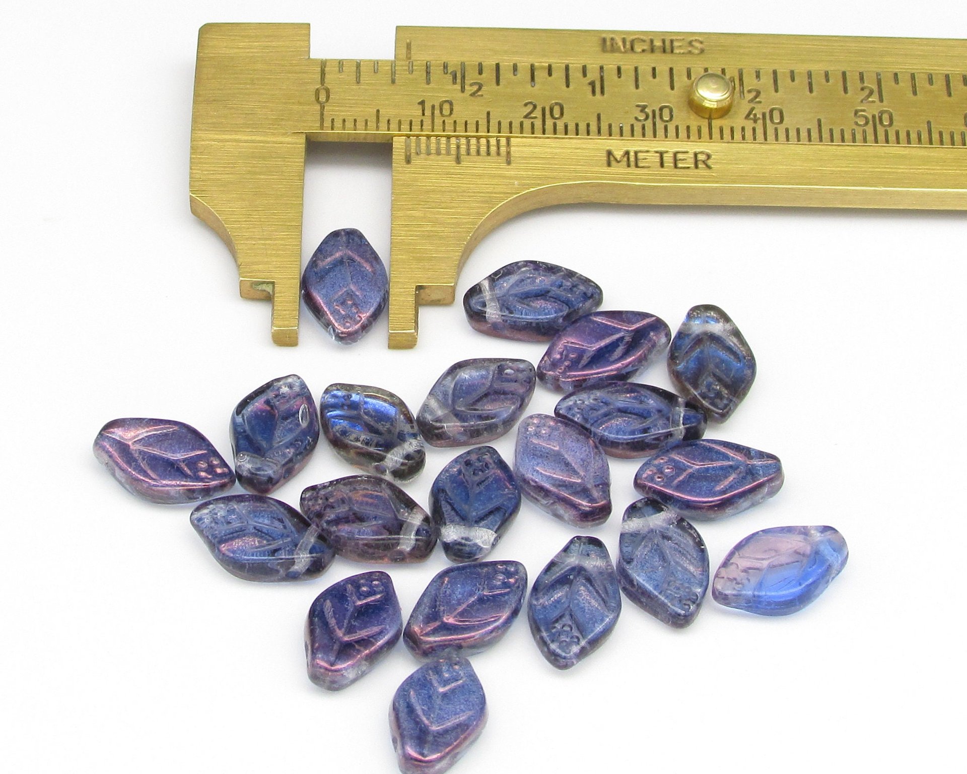 Small Leaf Beads, 12x8mm Czech Pressed Glass