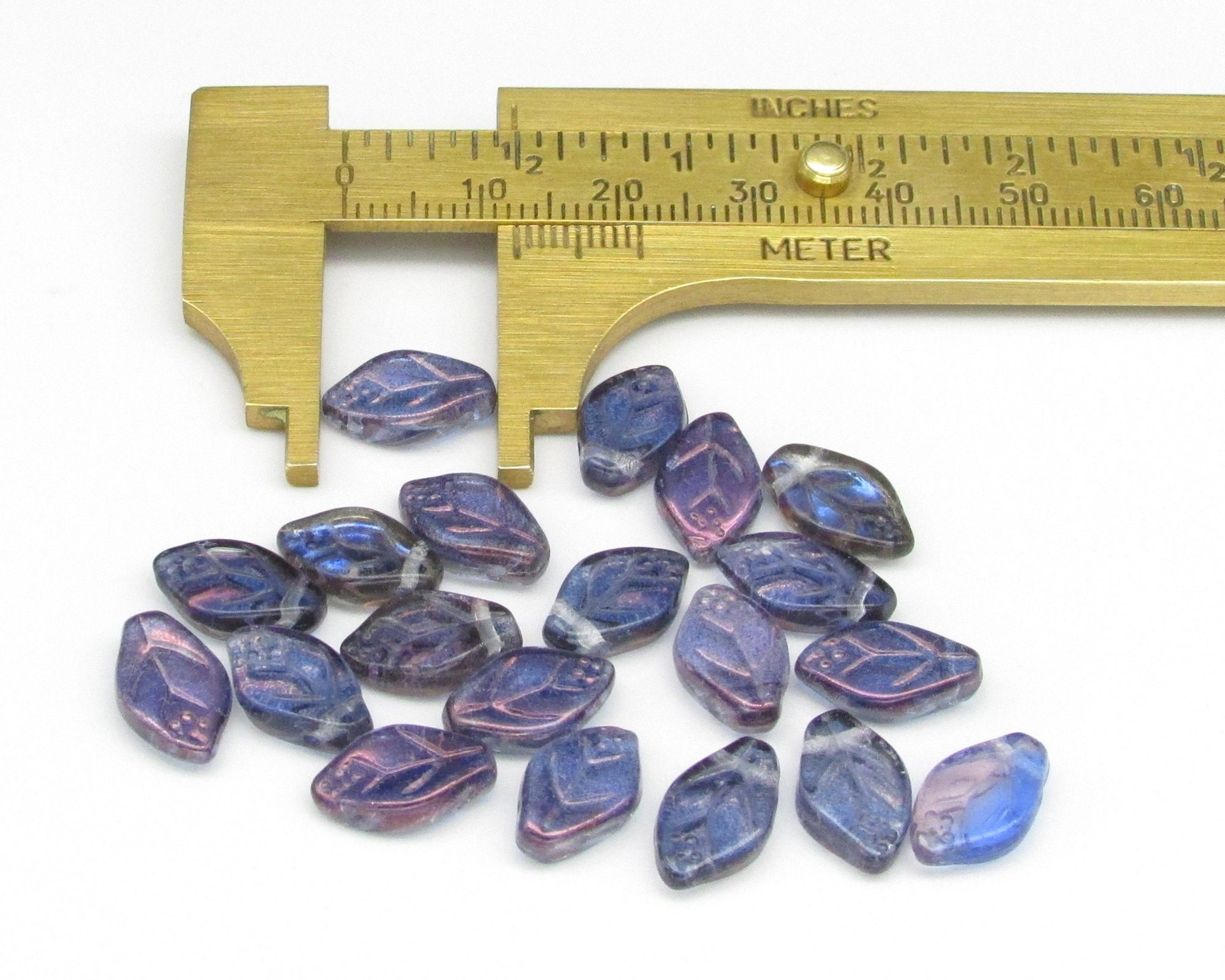 Small Leaf Beads, 12x8mm Czech Pressed Glass