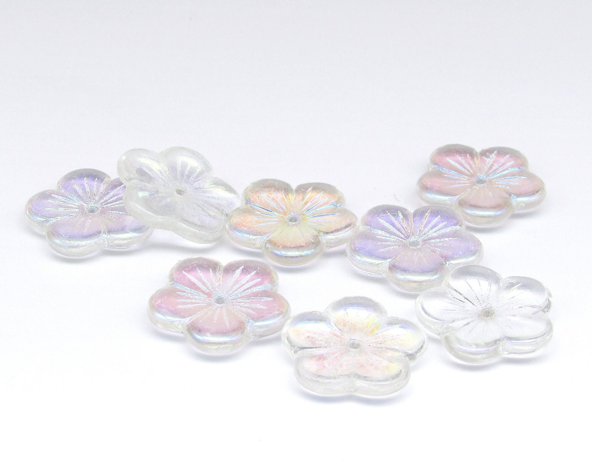 19mm Round Hibiscus Flower Beads Crystal AB Mixed Lot (8)