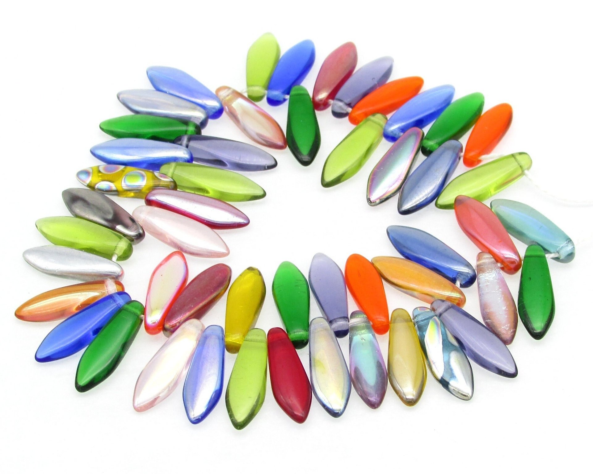 5x16mm Dagger Beads,  Narrow Czech Glass Drops in Assorted Colors and Mixes (50)