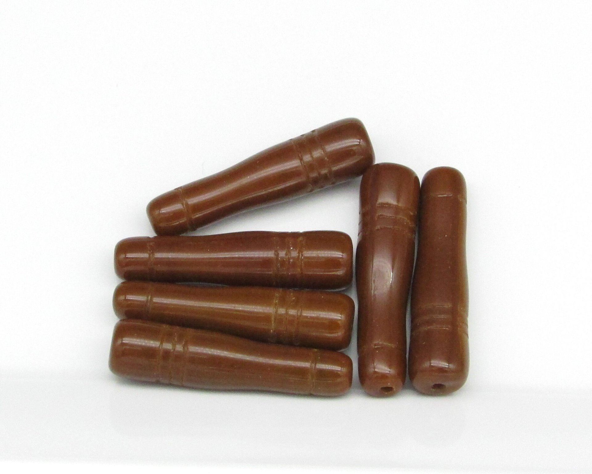 Long Art Deco-Style Tubes, Vintage Czech Pressed Glass Beads (6)