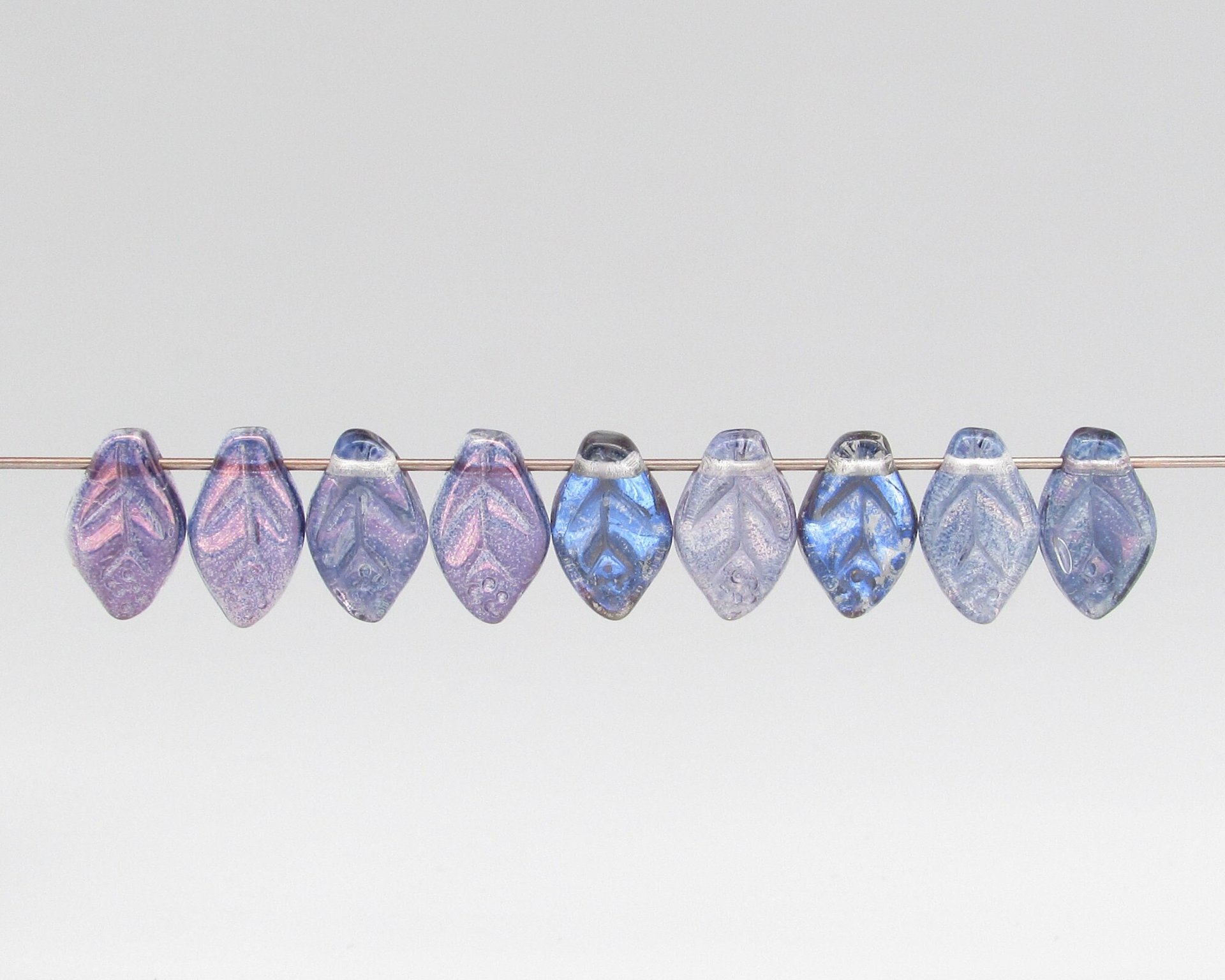 Small Leaf Beads, 12x8mm Czech Pressed Glass