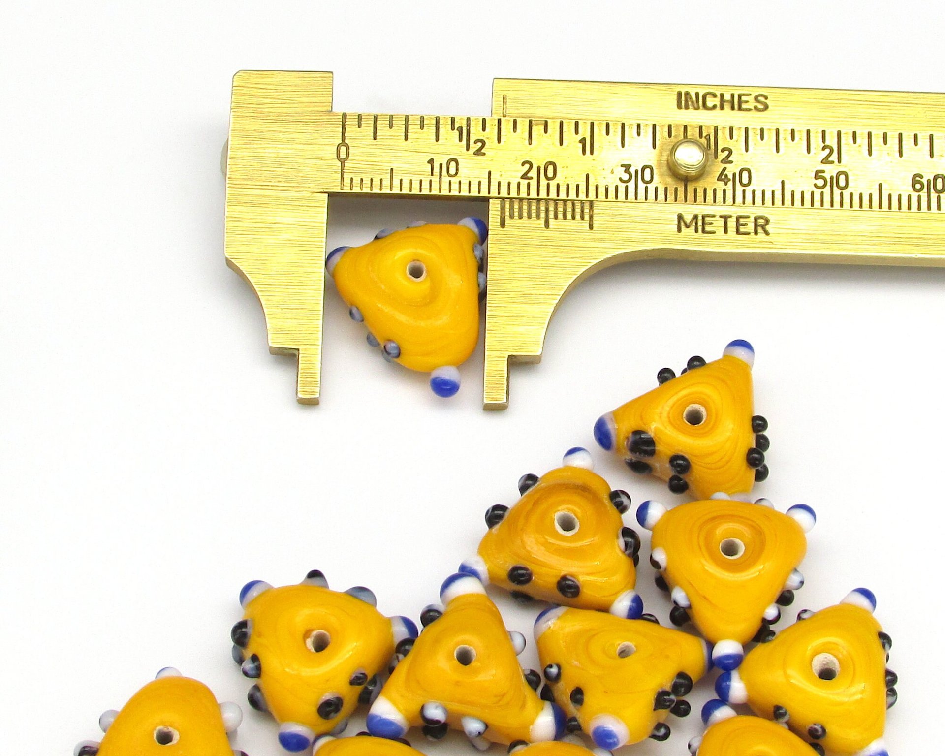 17mm Bumpy Yellow Lampwork Beads