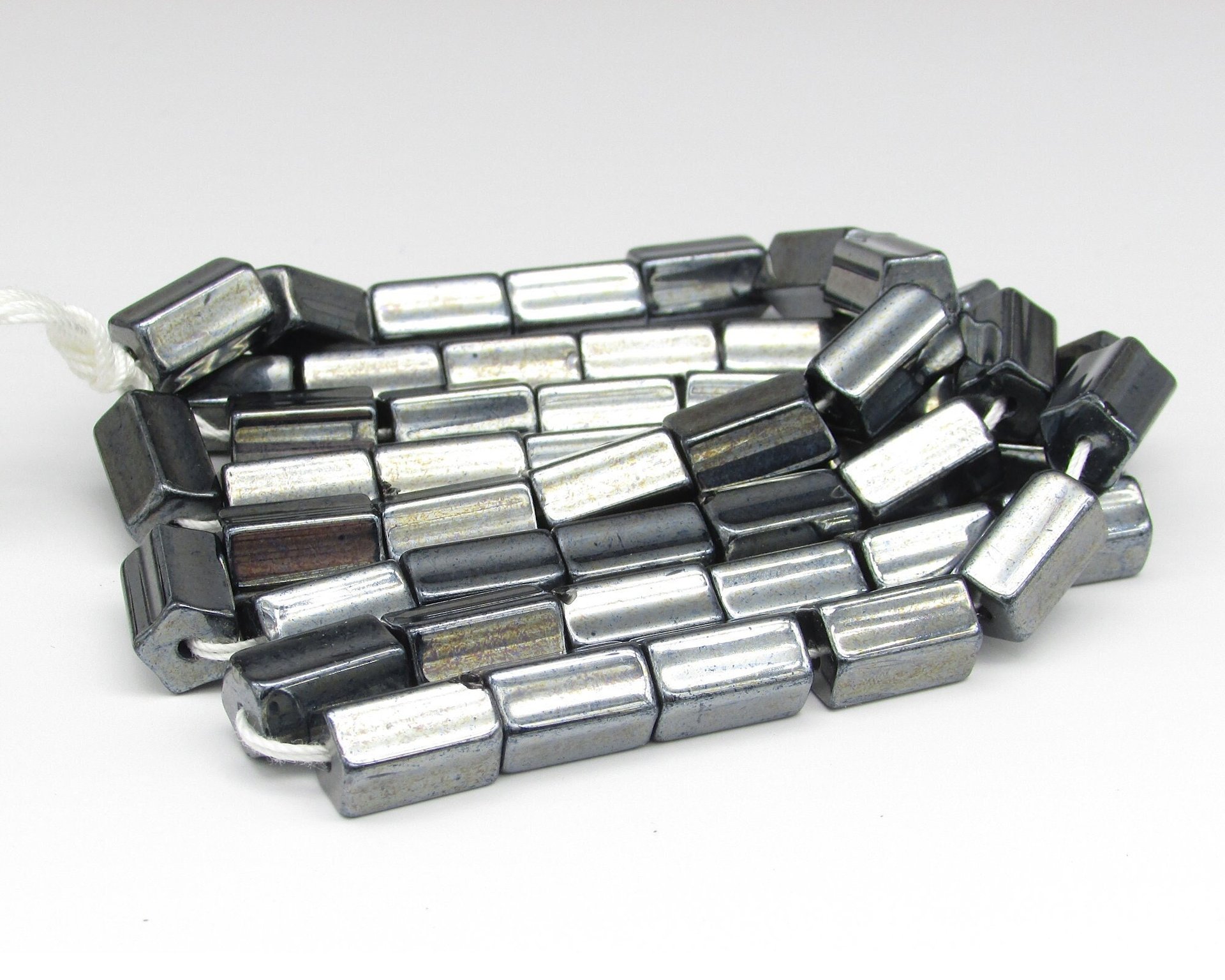 12x8mm Atlas Beads, Vintage Czech Glass Pentagonal Barrels