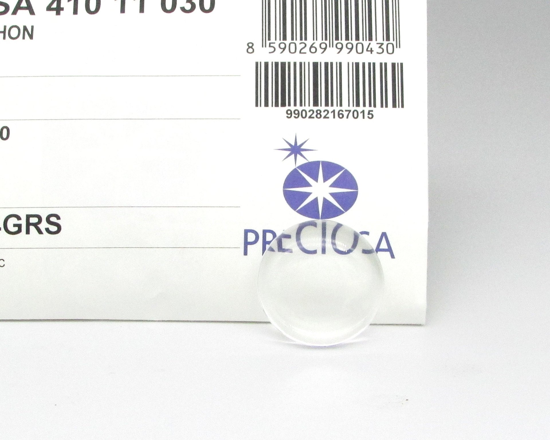 25mm Round Cabochons, Crystal Clear Czech Glass Stones (6)